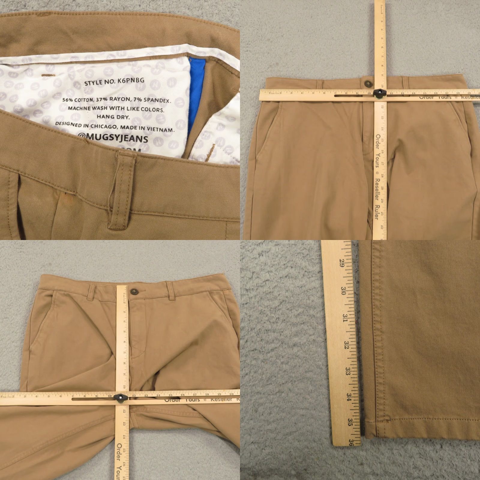 Vintage Mugsy Pants Mens 38x36 Belmonts Slim Straight Khaki 5 Pocket Chinos Flex Office Size US 38 / EU 54 - 8 Thumbnail