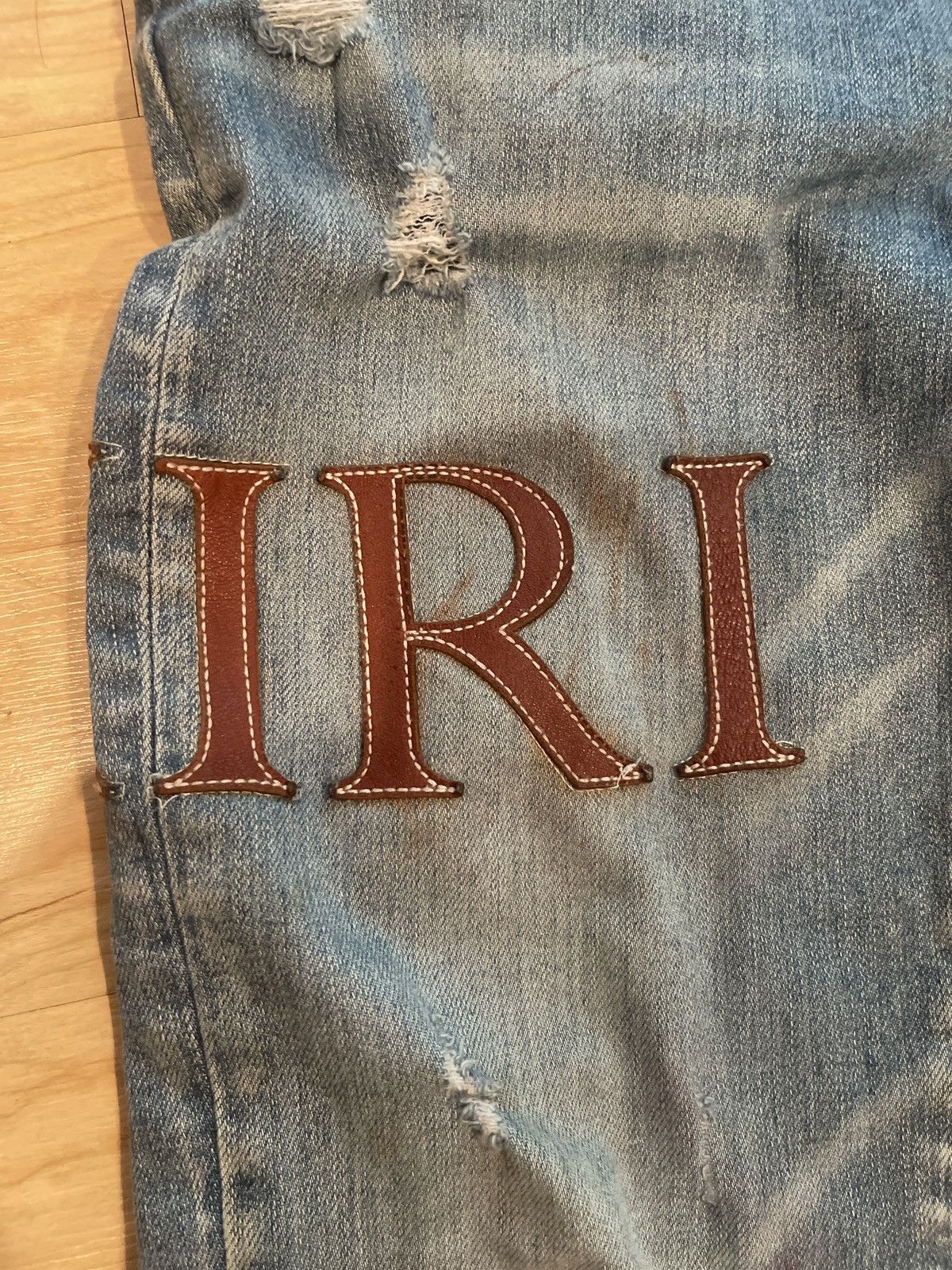 Amiri AMIRI Leather Stitch Logo Clay Indigo Jean Size US 31 - 3 Thumbnail