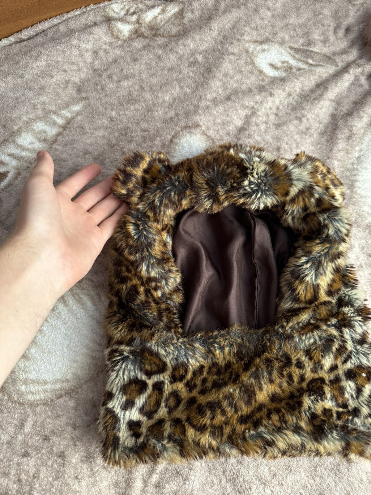 Japanese Brand Vintage Leopard Print Faux Fur Hood Size ONE SIZE - 2 Thumbnail