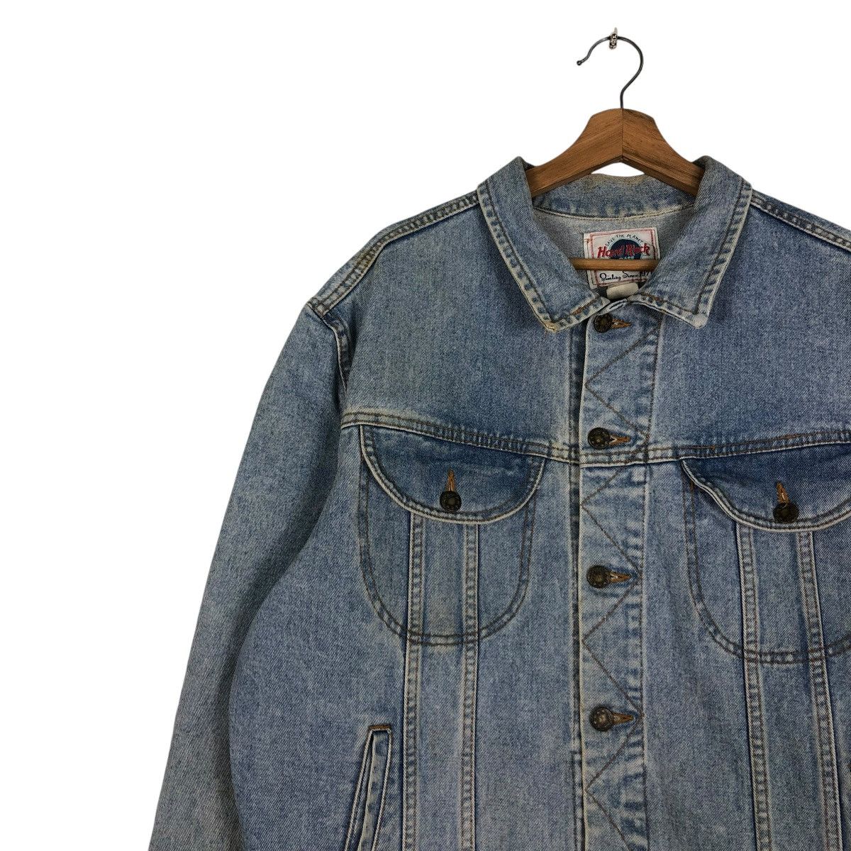 Japanese Brand 🔥VINTAGE DENIM TRUCKER JACKET HARD ROCK CAFE BIG LOGO Size US XL / EU 56 / 4 - 9 Thumbnail