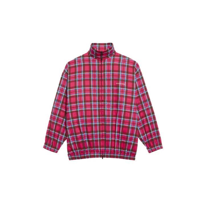Balenciaga Balenciaga Red Plaid Zip Collar Jacket for Women 0079-2507 Size S / US 4 / IT 40 - 1 Thumbnail