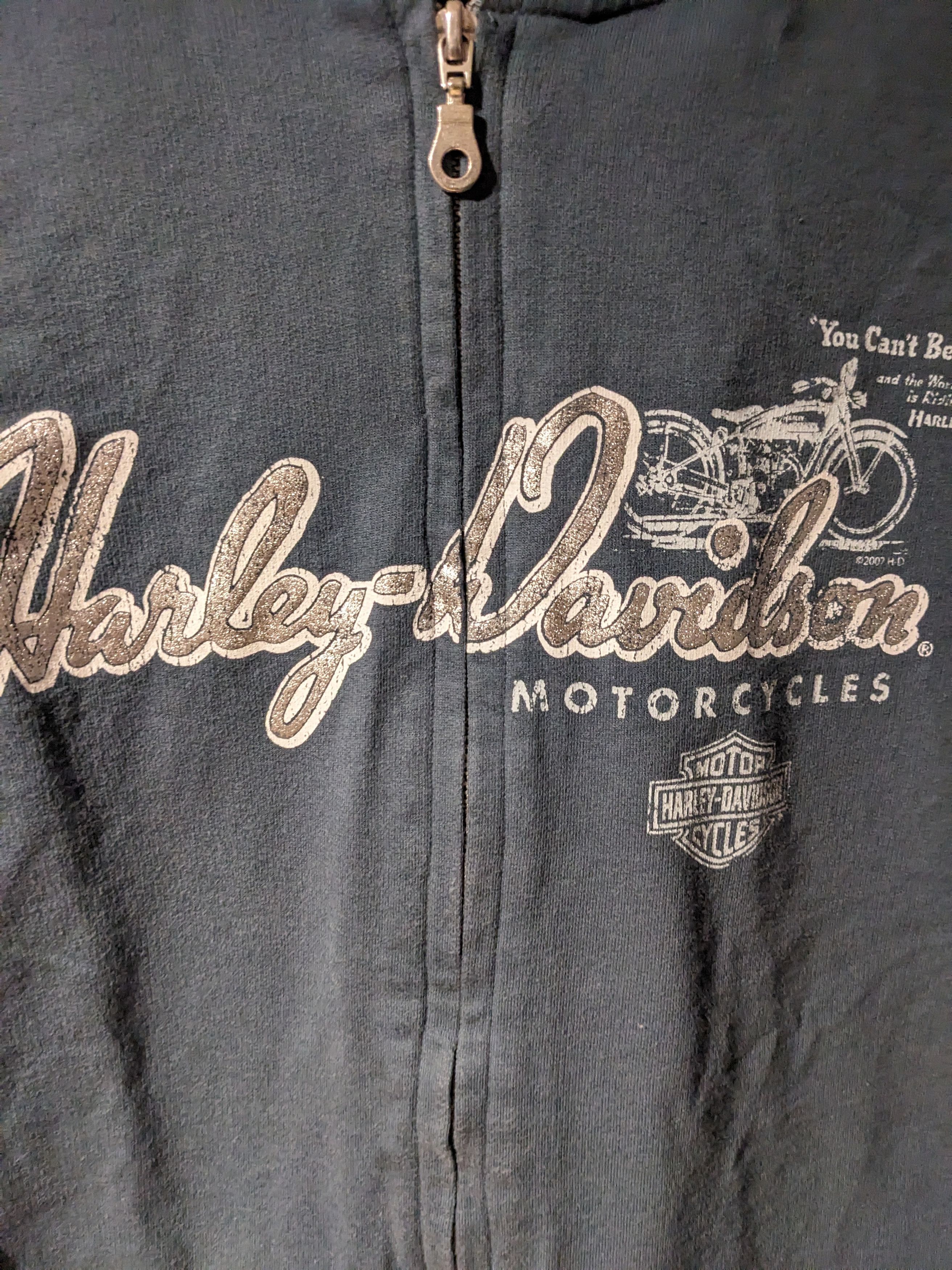 Harley Davidson × Vintage Harley Davidson Motorcycle Womans Blue Large Full Zip Hoodie Size L / US 10 / IT 46 - 2 Thumbnail