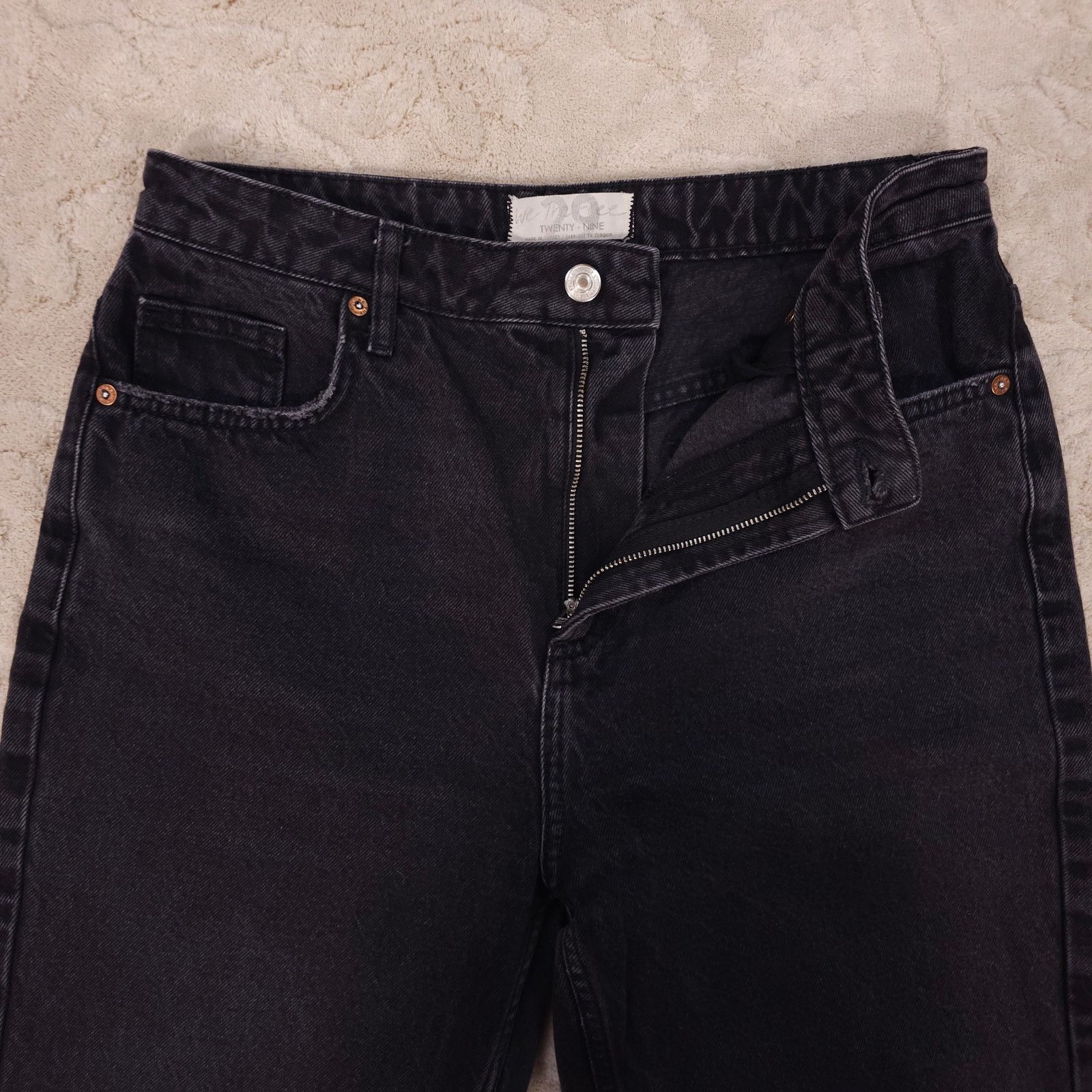 Free People We The Free Dakota High Waist Straight Leg Black Jeans Sz 29 Size 29" - 3 Thumbnail