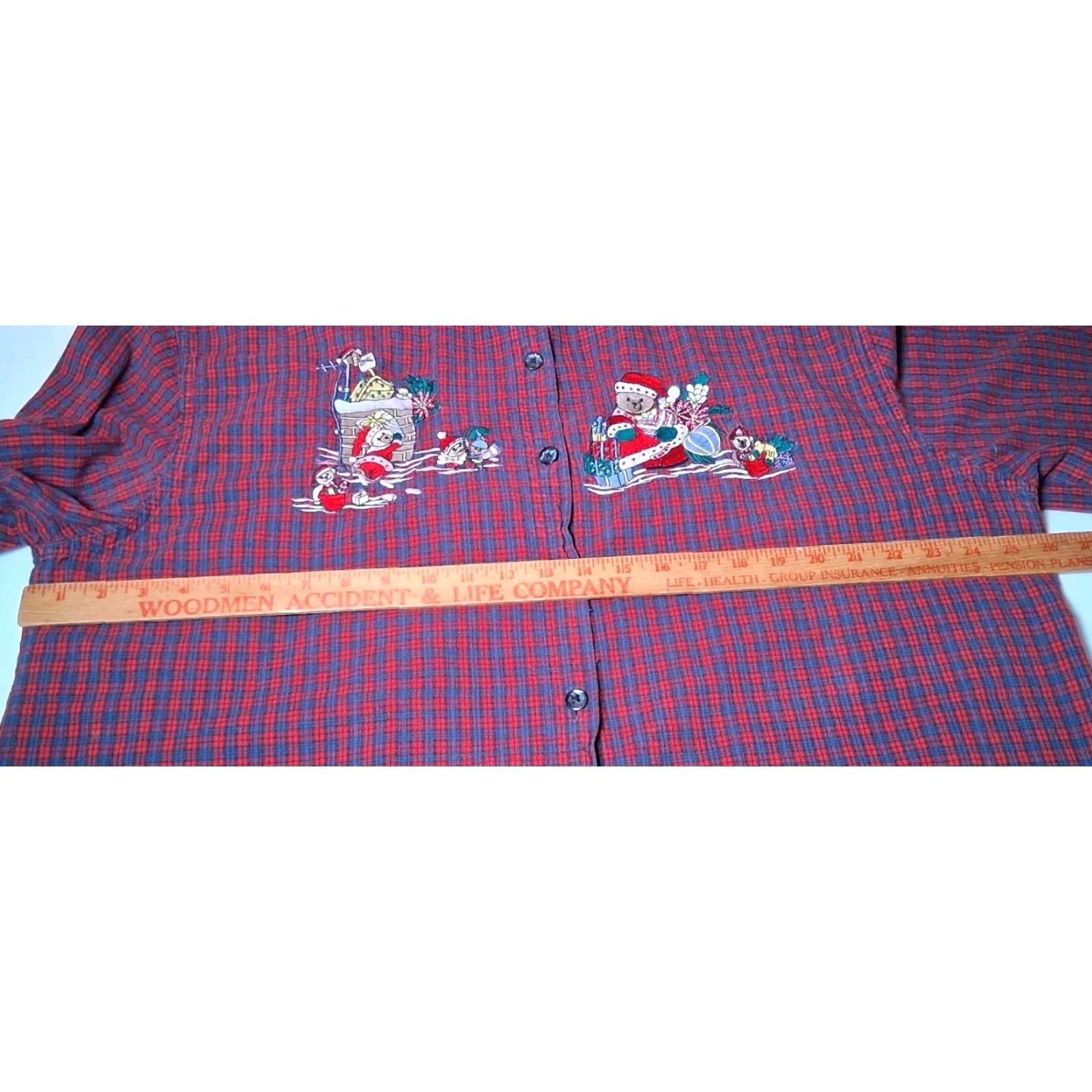 Faded Glory Faded Glory Christmas Shirt Women Plus Size 22W 24W Plaid Bear Santa Embroidered Button-Up Blouse Red Holiday Season Winter Womens Size 3XL / US 20-22 - 6 Thumbnail