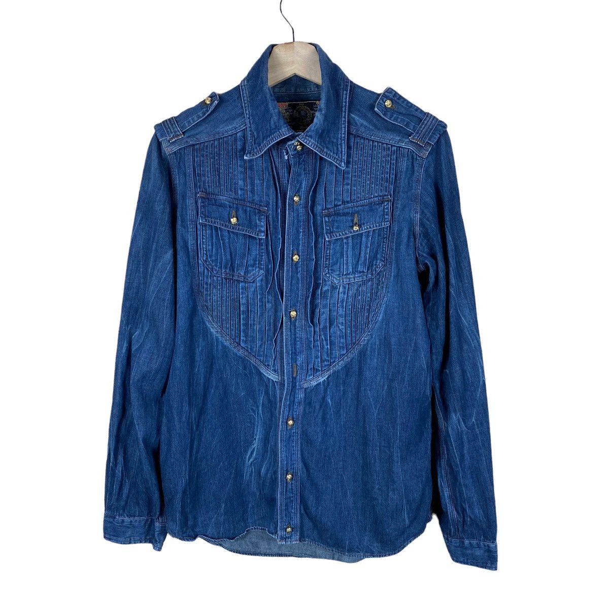 Mastermind Japan × Roen ROEN MASTERMIND JAPAN SKULL LOGO BUTTON UP SHIRT Size US M / EU 48-50 / 2 - 3 Thumbnail
