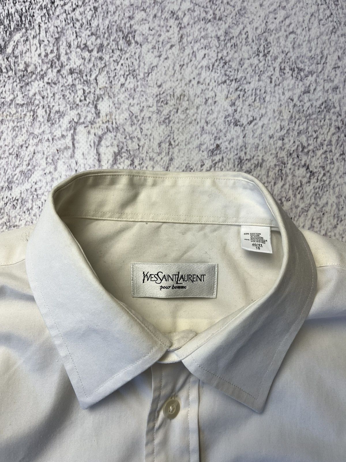 Yves Saint Laurent Shirt Yves Saint Lauren Vintage Mini Logo Button Up White Size US M / EU 48-50 / 2 - 7 Thumbnail