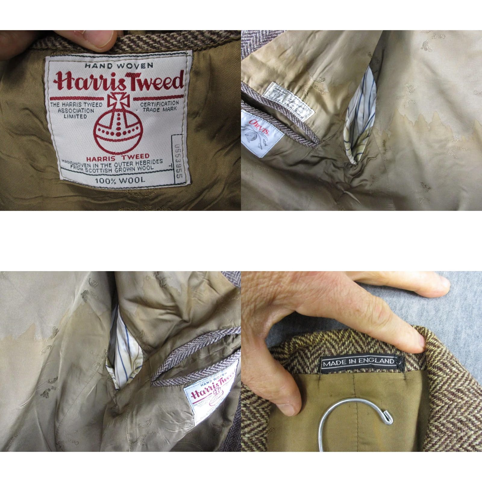 Orvis VINTAGE Orvis Harris Tweed Brown Sport Coat Elbow Patches England Made Large Wool/ Suede Notch Lapel Single-Breasted 2 Button Mens Casual Business Size US L / EU 52-54 / 3 - 8 Thumbnail