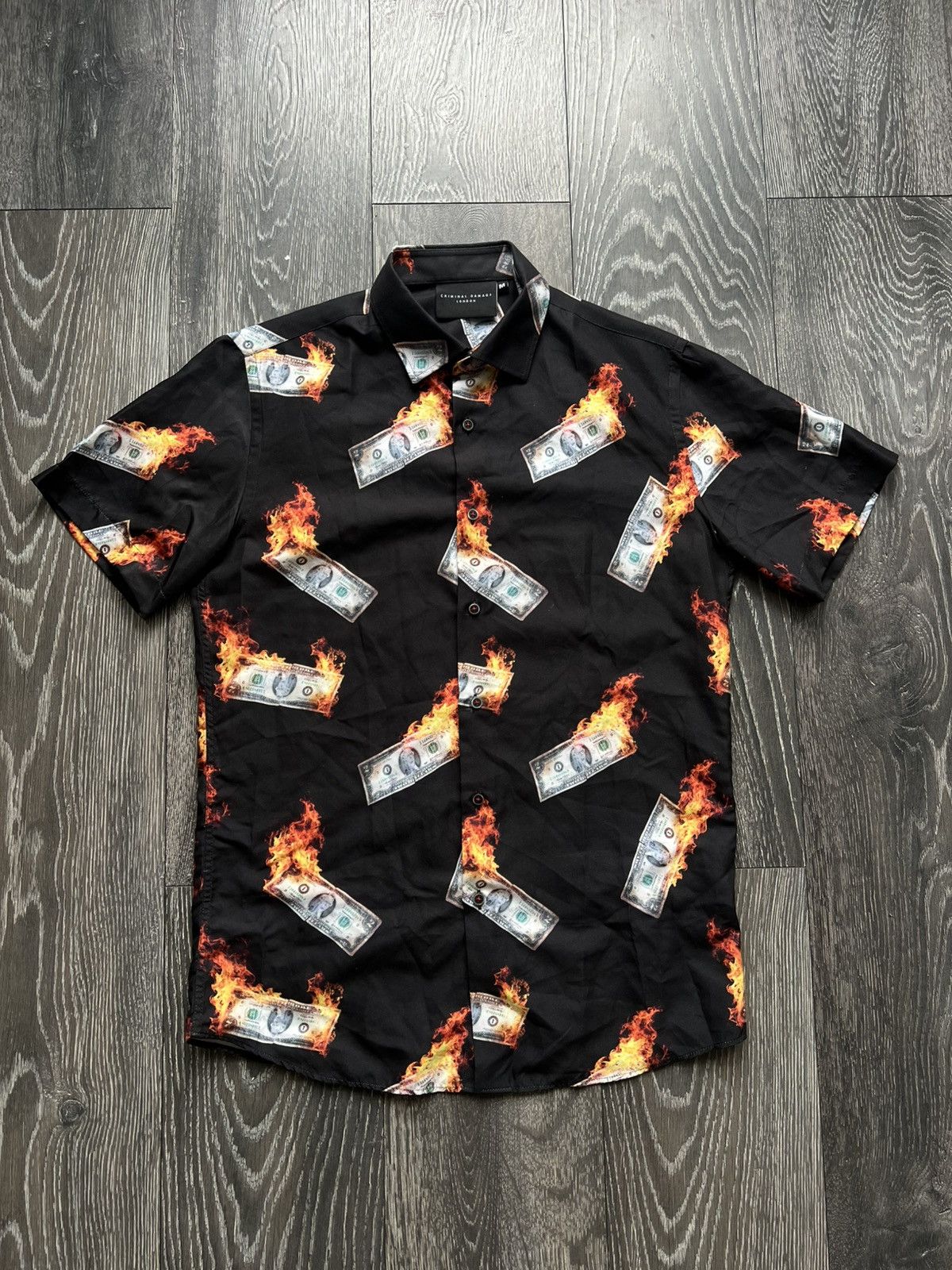 Criminal Damage 💥Rare💥 Dollars Print All Over Polo Shirt Size US M / EU 48-50 / 2 - 1 Thumbnail