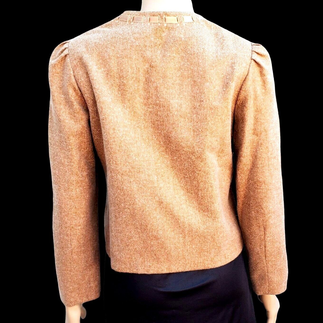 Vintage Vintage 90s Pearl Embellished Wool Cardigan Jacket Beige Rib Size S / US 4 / IT 40 - 4 Thumbnail