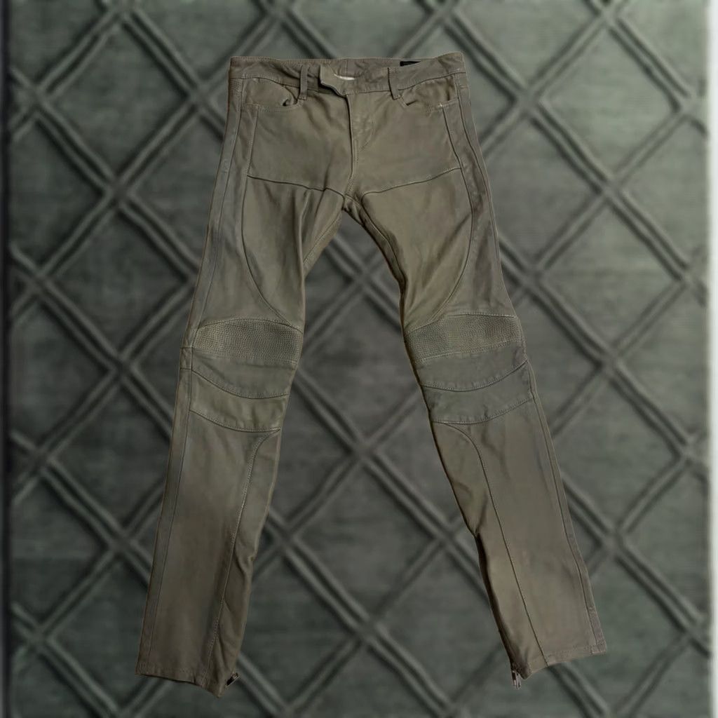Allsaints NWT All Saints Women Leather Biker Trouser Sage Green Moto Skinny Size 26 Size 26" / US 2 / IT 38 - 1 Thumbnail