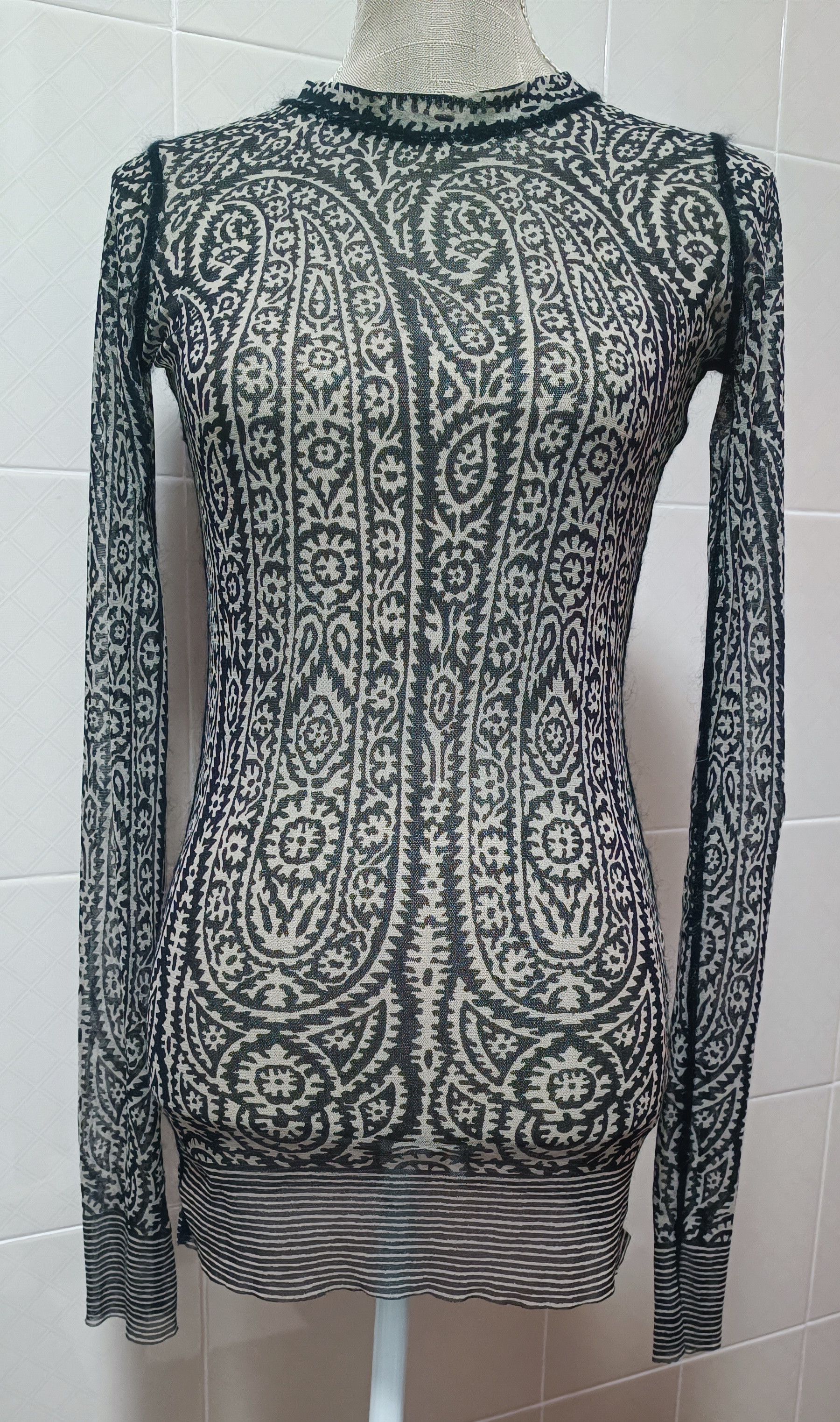 Jean Paul Gaultier 90's - Floral and paisley motifs mesh top Size M / US 6-8 / IT 42-44 - 1 Thumbnail