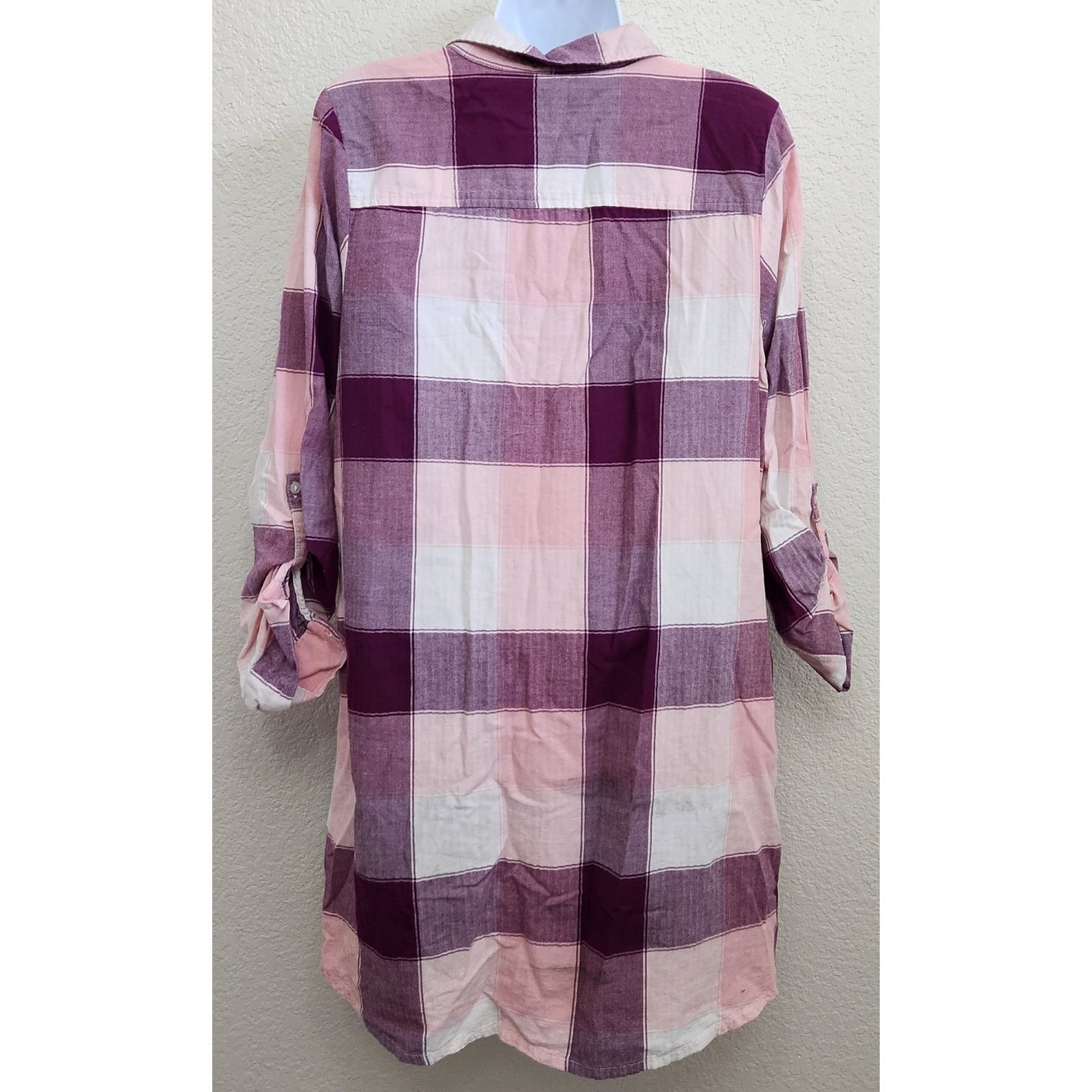 Arizona Jean Co. Arizona Jeans Co Pink Purple Plaid Henley Top 18P Soft Size XXL / US 16-18 / IT 52-54 - 4 Thumbnail