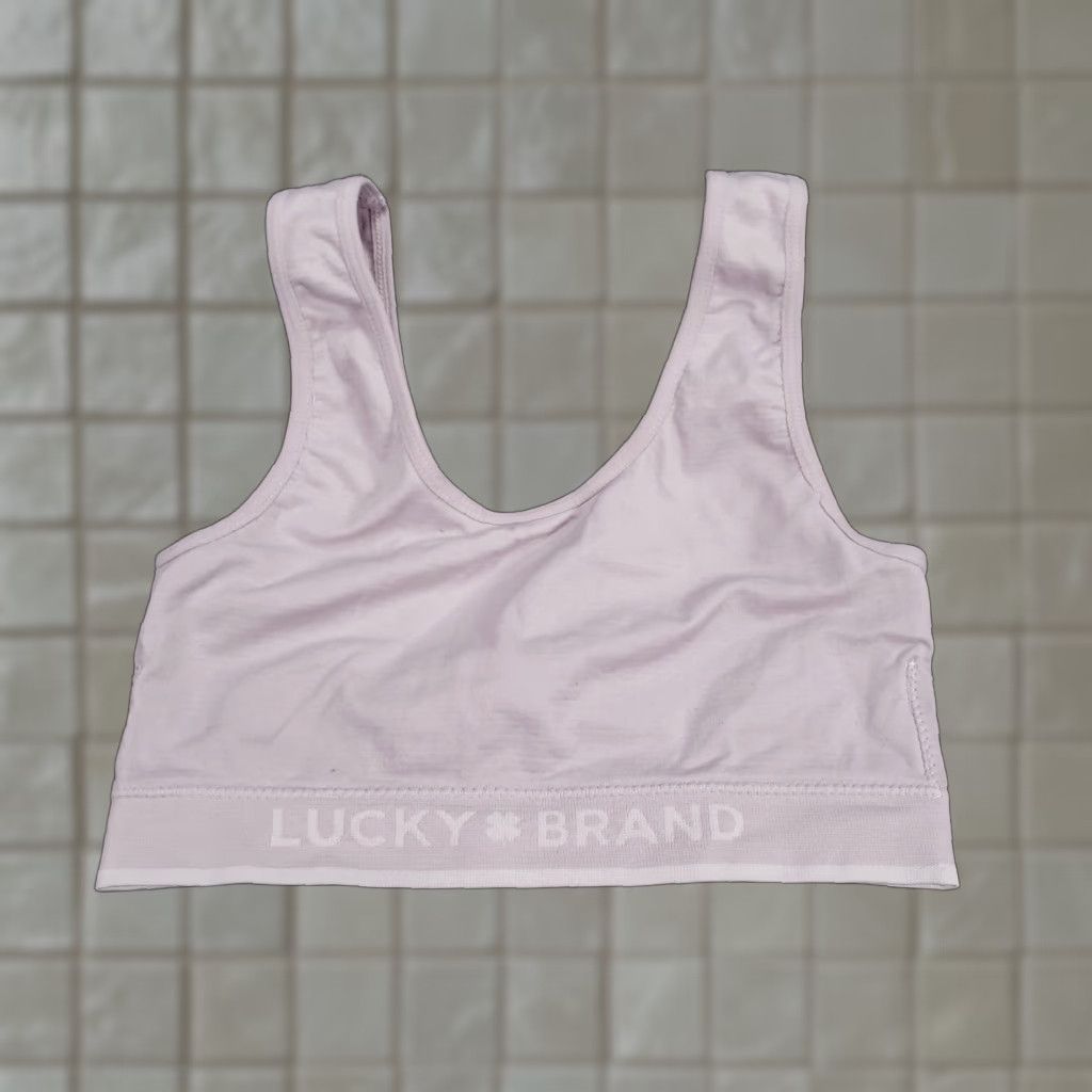 Lucky Brand Bra Women M Medium Pink Seamless Bralette Wide Strap Comfort Stretch Wireless