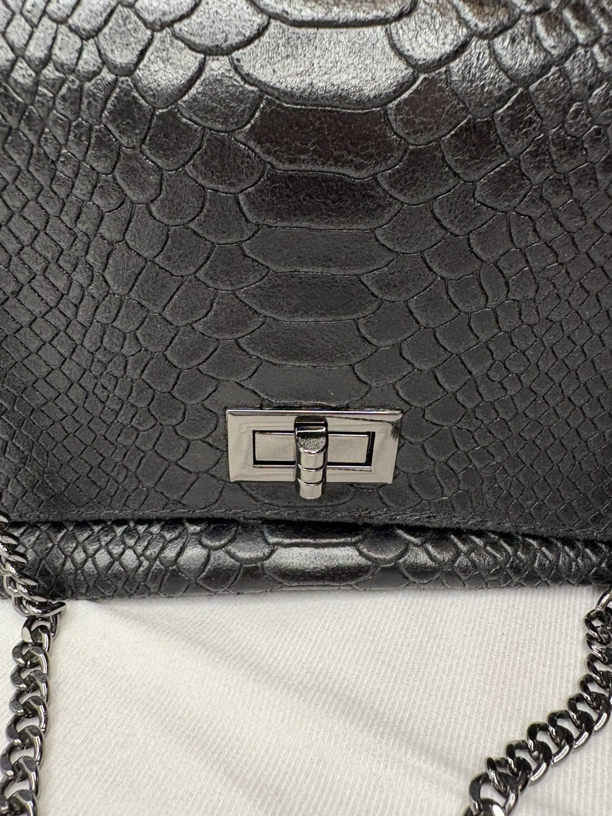 Other Black Italian Leather Snakeskin Chain Bag Size ONE SIZE - 2 Thumbnail