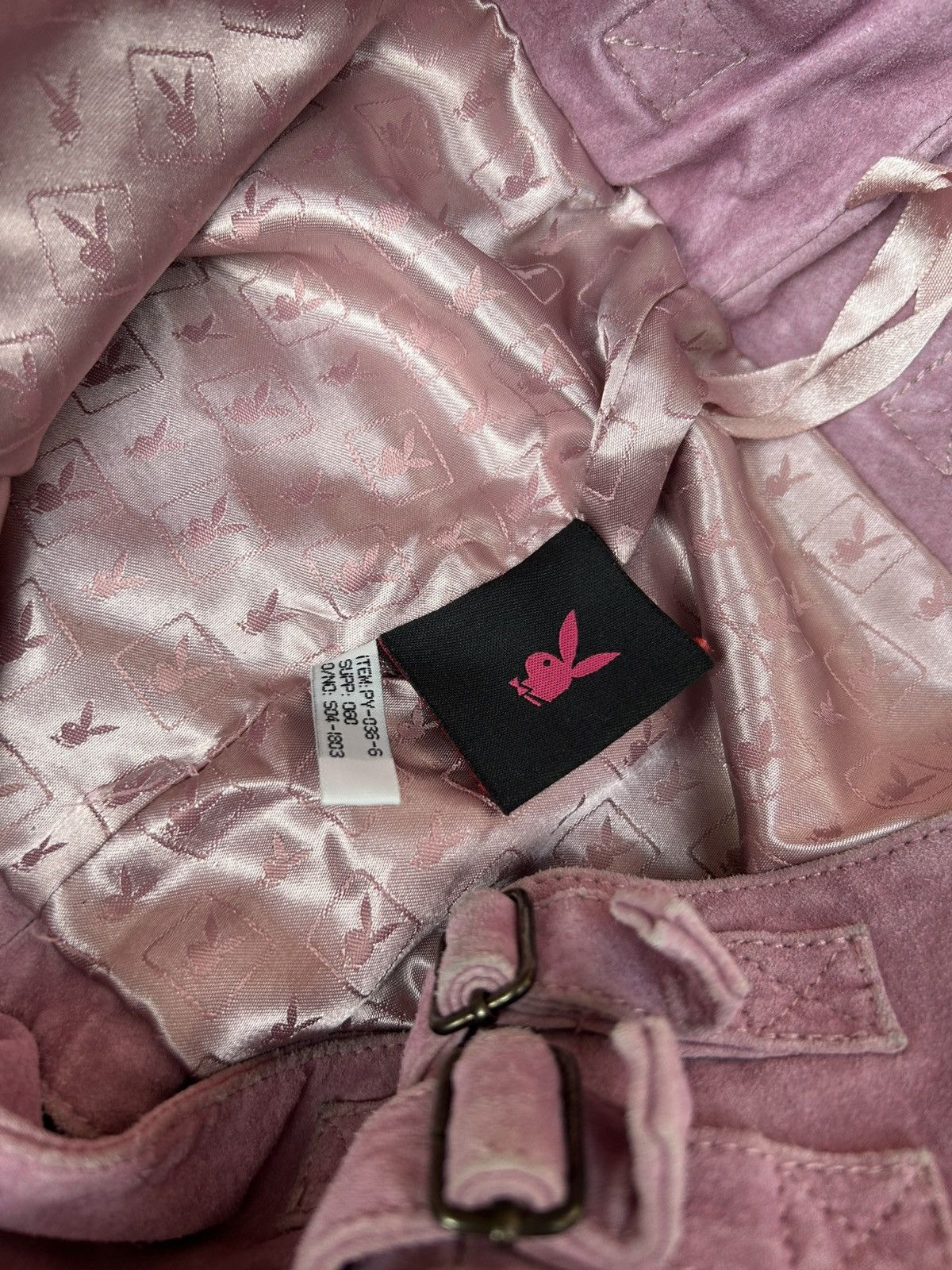 Playboy Vintage Playboy Pink Suede Bunny Head Logo Mini Wrap Skirt Size 32" / US 10 / IT 46 - 8 Thumbnail