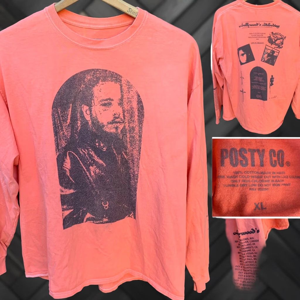CO Post Malone Hollywoods Bleeding 2019 long sleeve t shirt Posty Co XL Men Crew Neck Graphic Print Music Shirt (Size XL) Size US XL / EU 56 / 4 - 1 Thumbnail