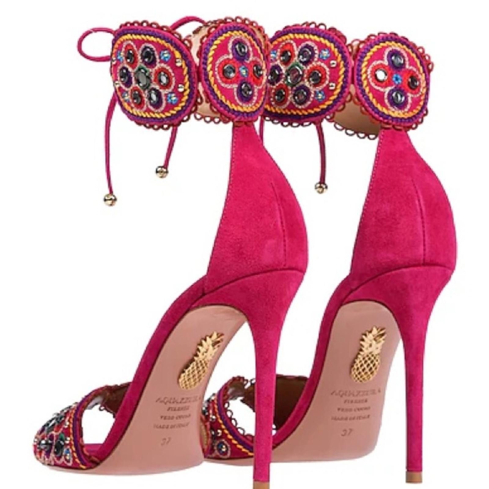 Other Aquazzura Jaipur Suede Ankle-strap Sandals In Azalea Pink Size US 8.5 / IT 38.5 - 5 Thumbnail