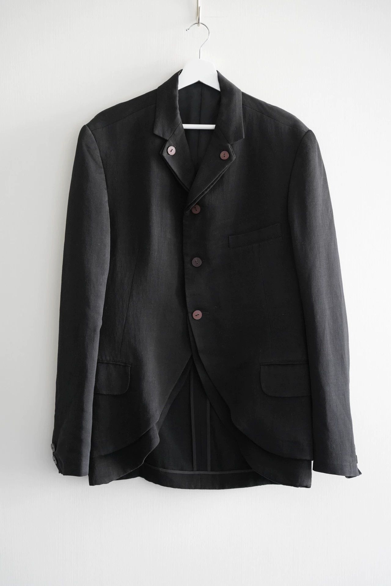 Yohji Yamamoto Black Button-Front Blazer with Pockets, Size M Size US M / EU 48-50 / 2 - 1 Thumbnail