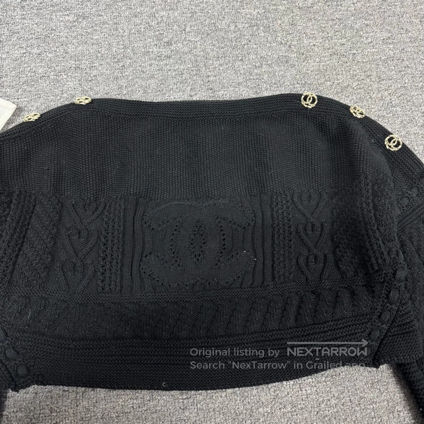 Chanel Chanel Double "C" logo; one-shoulder knit sweater| Size S / US 4 / IT 40 - 5 Thumbnail