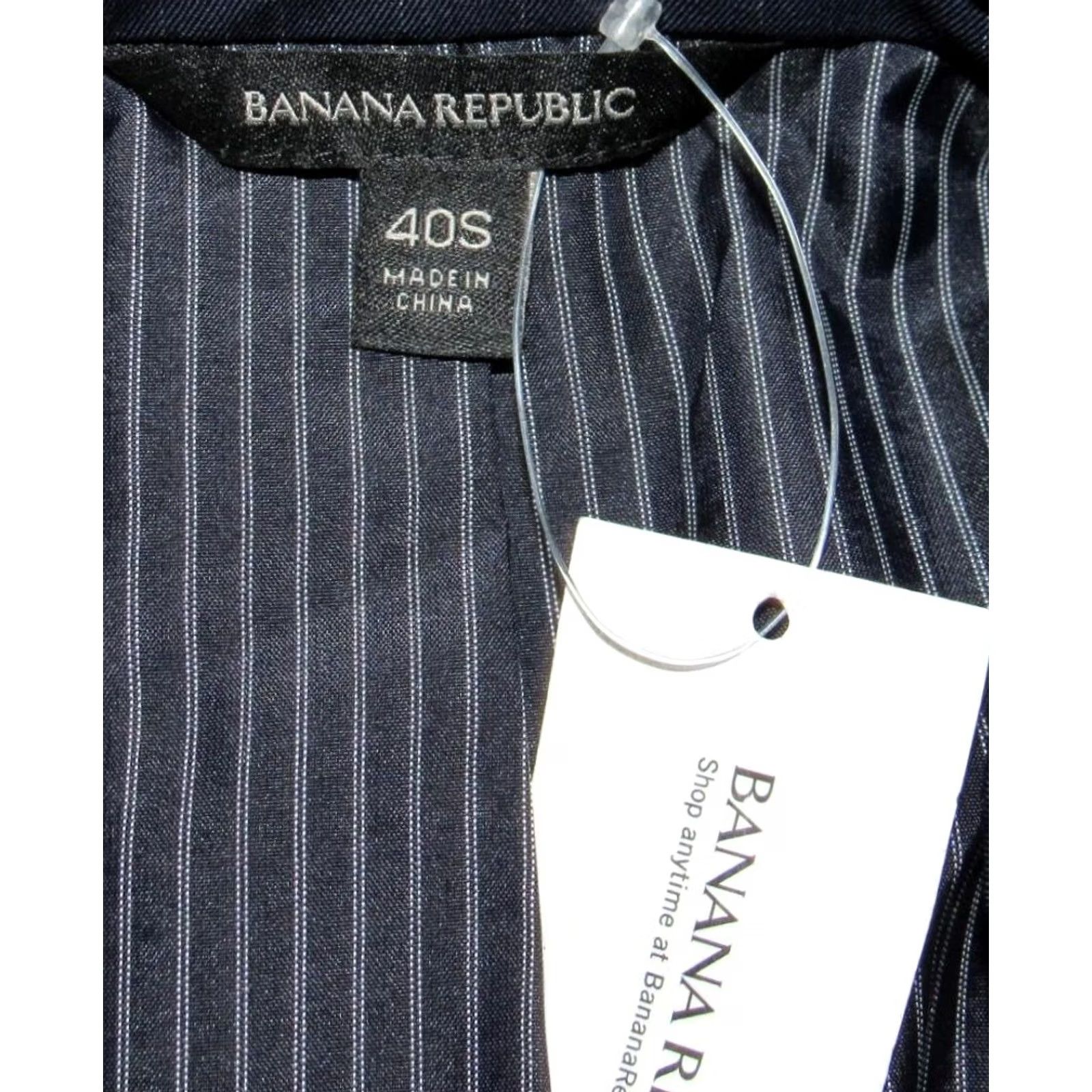 Banana Republic BANANA REPUBLIC Navy Wool Pinstriped Blazer Suit Jacket 40 Short NWT Mens Size US 40 / EU 56 - 5 Thumbnail