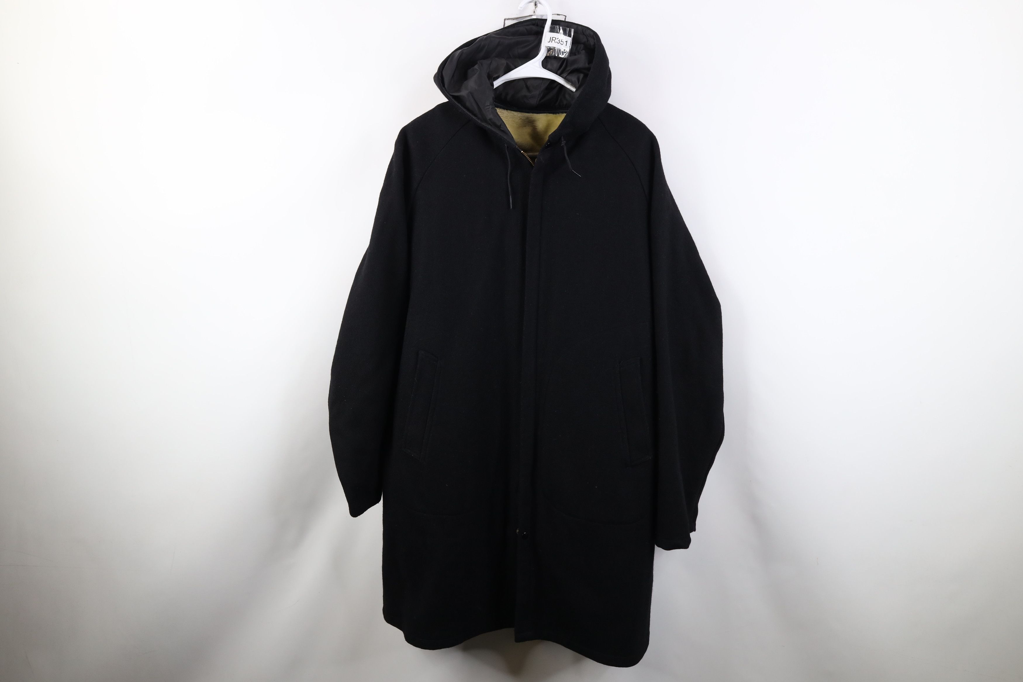Vintage Vintage 50s Fleece Lined Wool Hooded Parka Jacket Black USA Size US XL / EU 56 / 4 - 1 Thumbnail