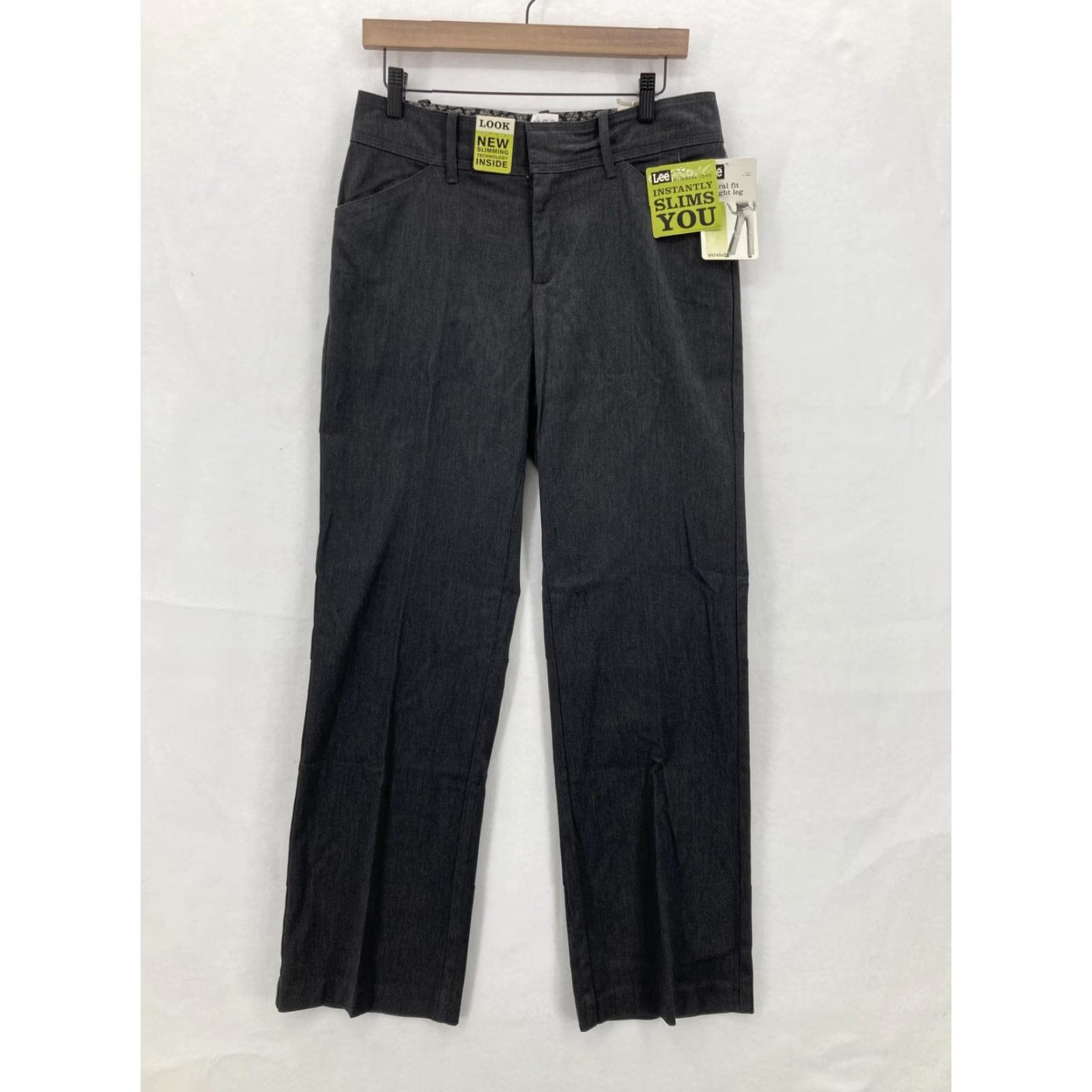 Lee Lee Pants Womens 8 Charcoal Gray Natural Fit Straight Leg Tummy Control Casual Dress Pants Slimming, Stretch, Shaping, Comfort for Workwear Size 30" / US 8 / IT 44 - 2 Thumbnail
