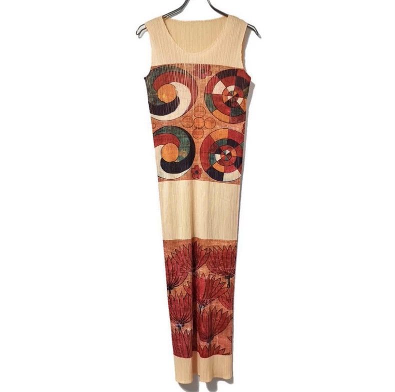 Pleats Please Issey Miyake Issey Miyake size:3 Yellow folk painting dress Size M / US 6-8 / IT 42-44 - 1 Thumbnail