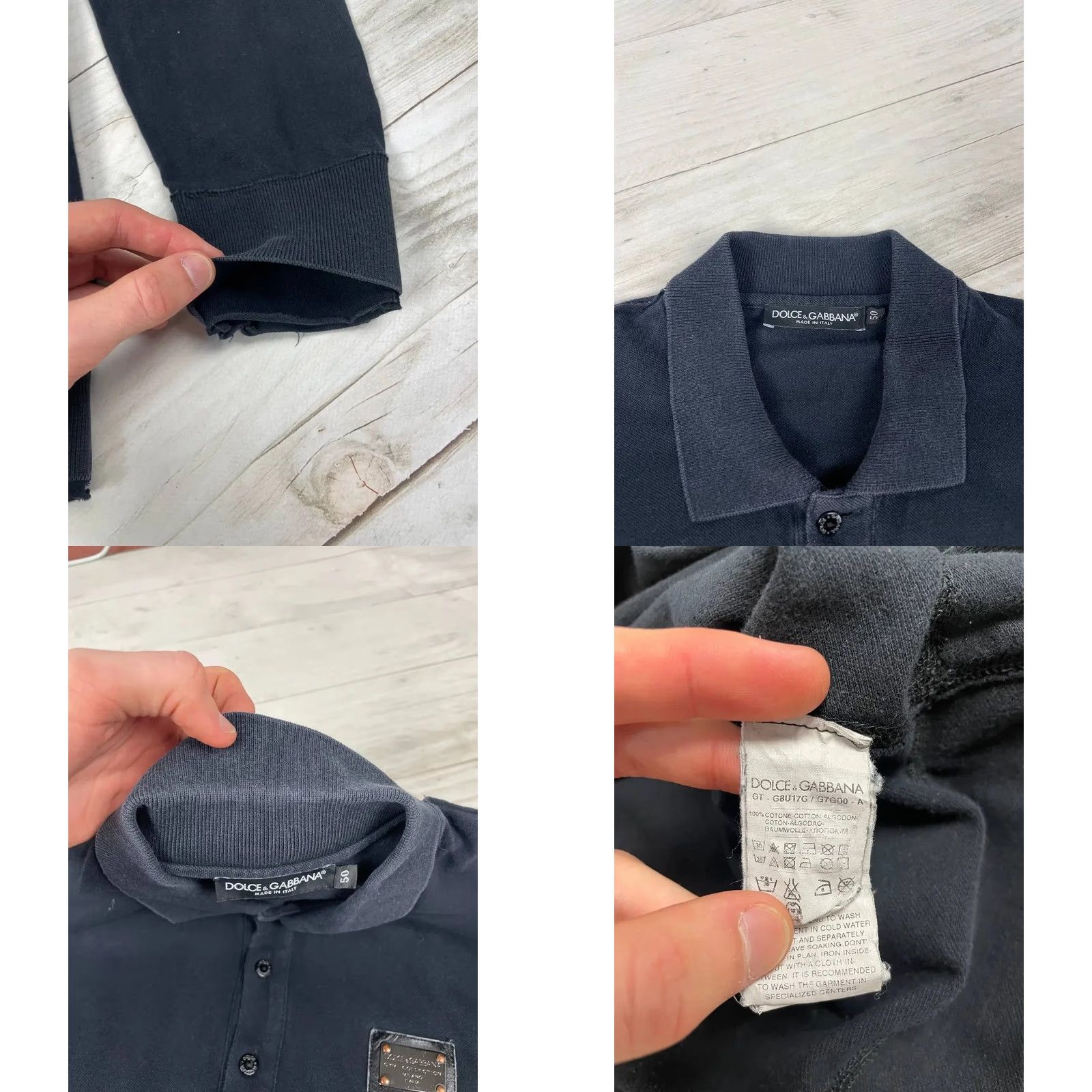 Dolce & Gabbana Dolce&Gabbana Polo Shirt XL Black Long Sleeve Men Casual Cotton Logo Vintage: No Size US XL / EU 56 / 4 - 8 Thumbnail