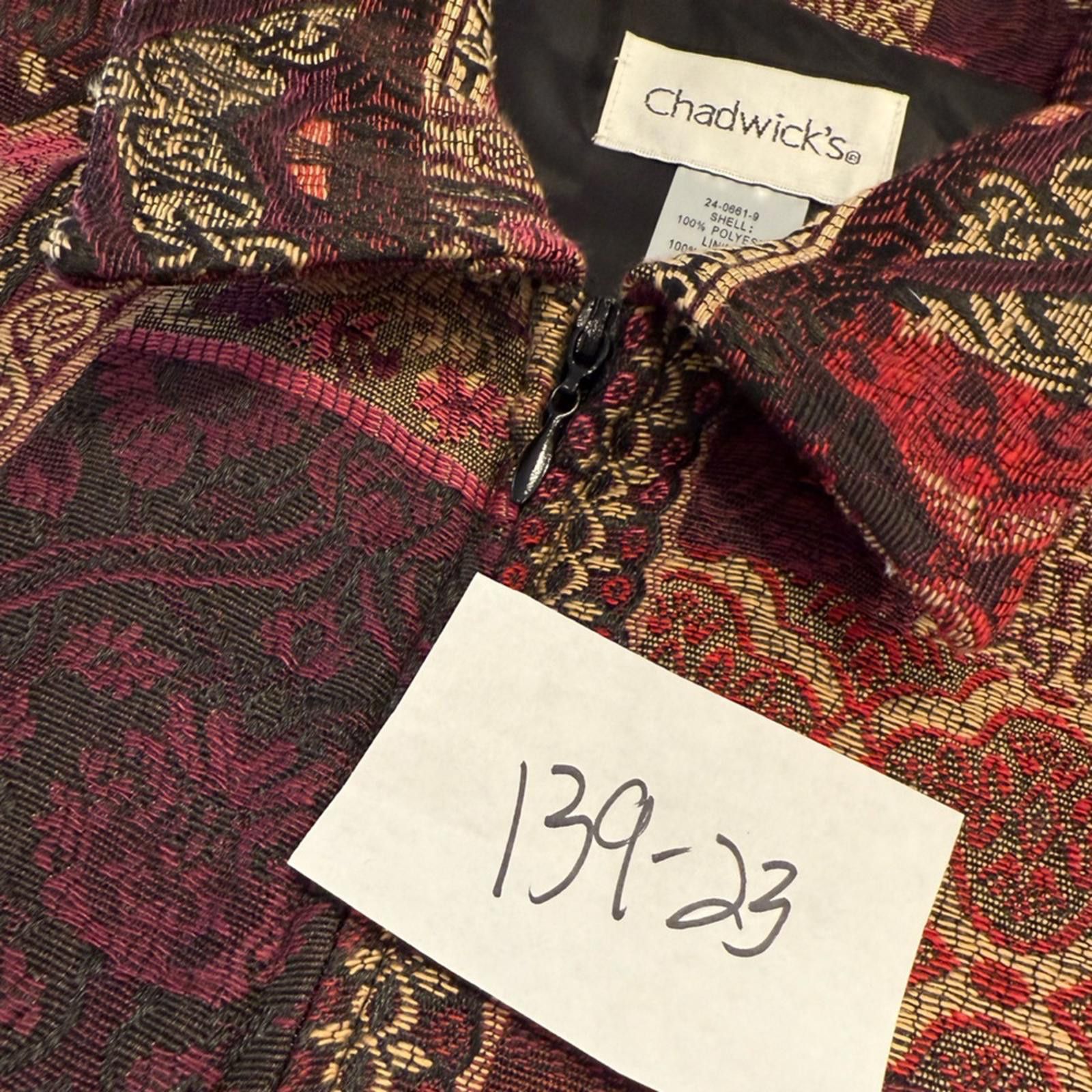 Other Chadwicks Red & Gold brocade patchwork zippered vest SZ 12 Size XL / US 12-14 / IT 48-50 - 8 Thumbnail