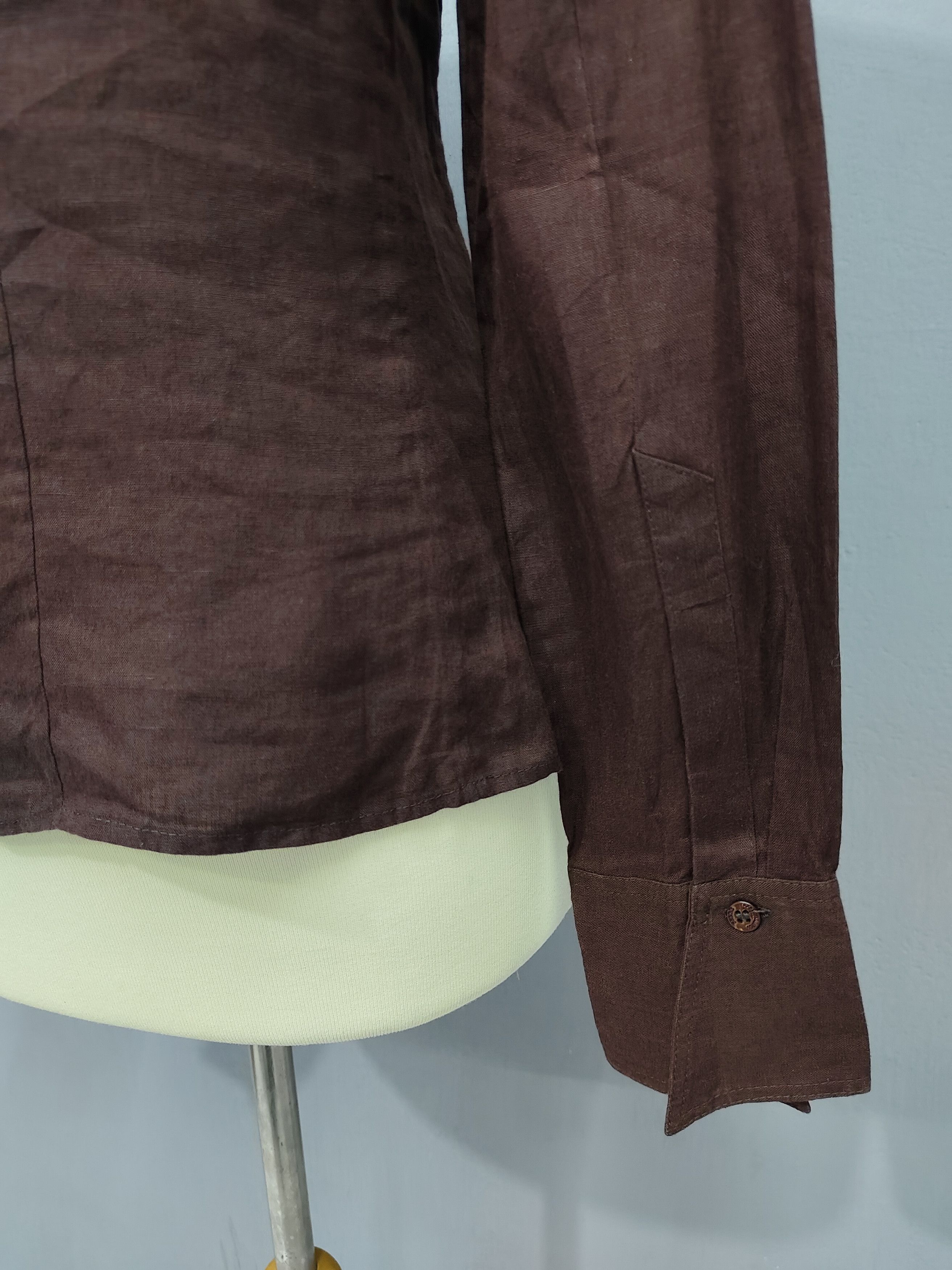 Gianfranco Ferre 90s Gianfranco Ferre- Wrap Cut Out Asymmetric Linen Shirt Size M / US 6-8 / IT 42-44 - 4 Thumbnail