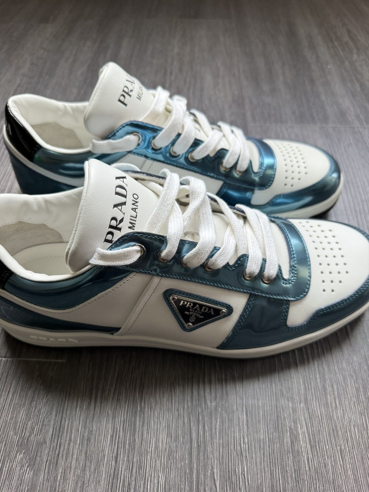 Prada Prada Downtown Leather/Metallic Sneakers Size US 8.5 / EU 41-42 - 4 Thumbnail
