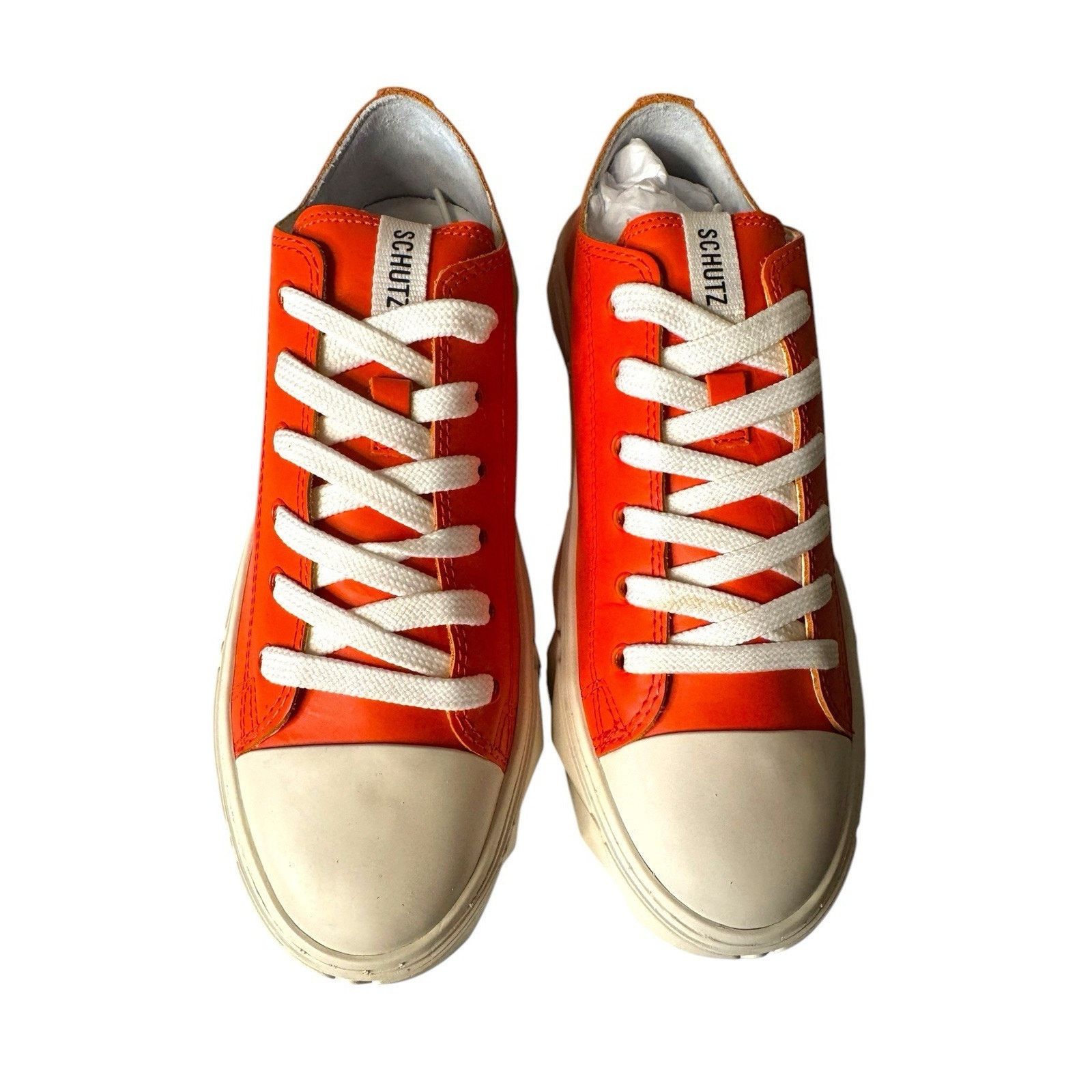SCHUTZ Schutz NEW Leather Lace Up Sneakers Energy Gianni Orange Size US 8.5 / IT 38.5 - 7 Thumbnail