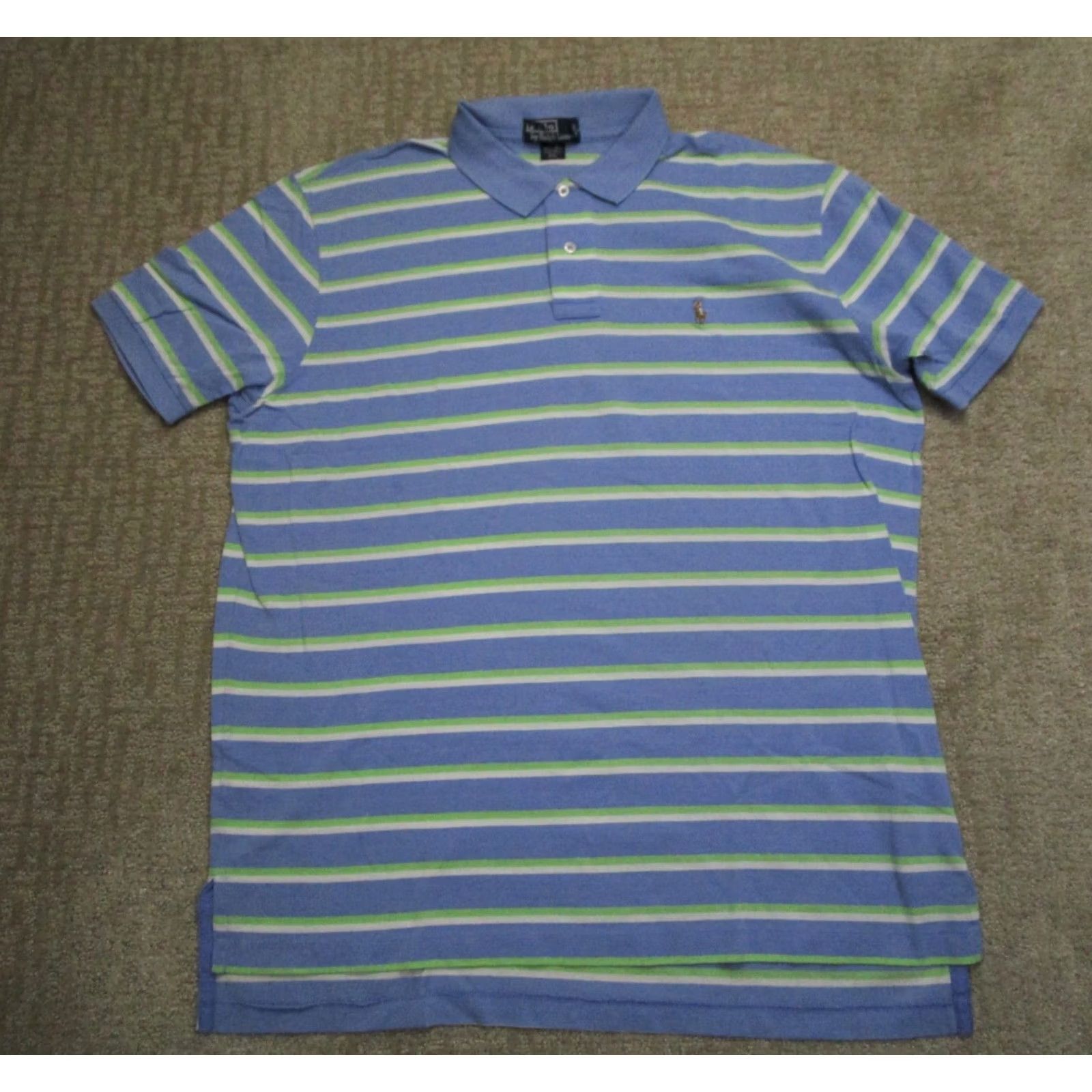 Polo Ralph Lauren Ralph Lauren Polo Shirt Men Large Blue Striped Short Sleeve Pima Cotton Pony Size US L / EU 52-54 / 3 - 2 Thumbnail