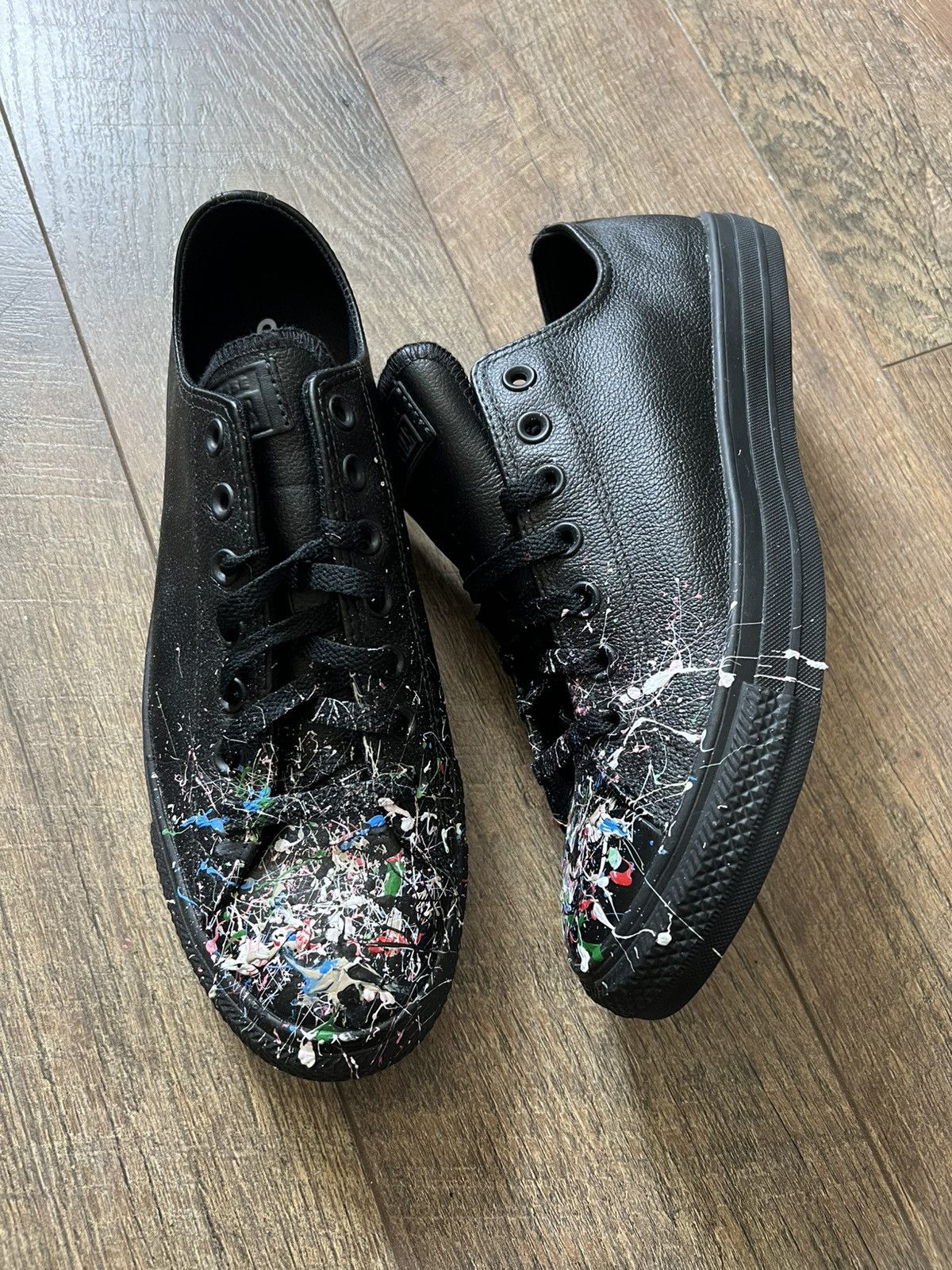 Converse 1/1 Paint Splatter Converse Leather Low | Grailed