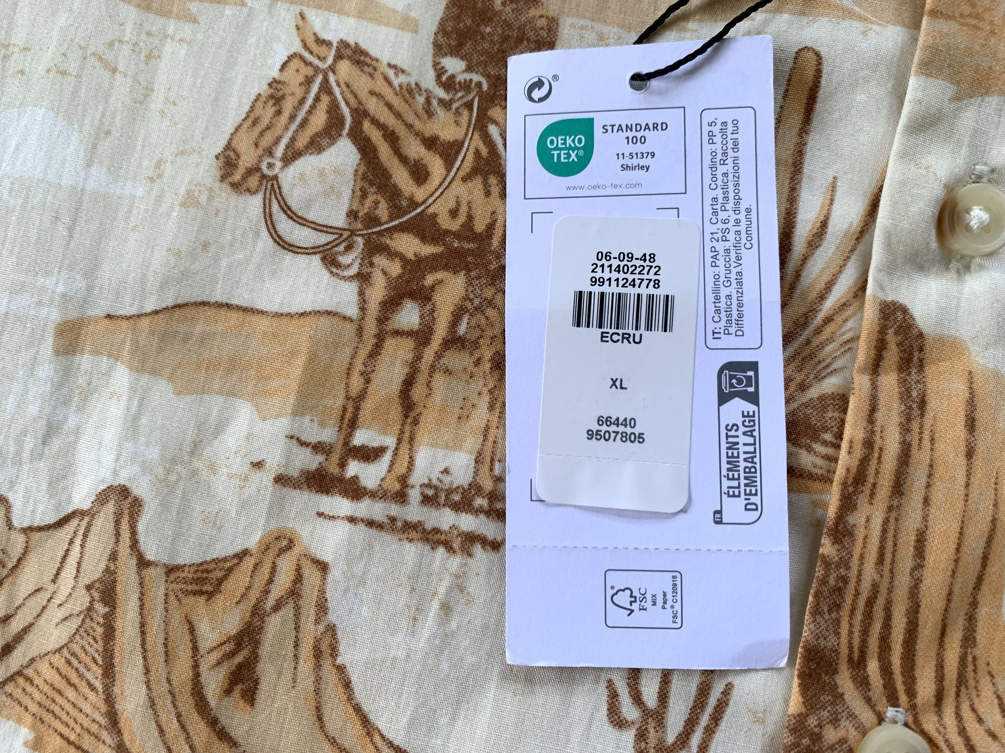 Primark Primark Regular Fit New Beige Cotton Hawaiian Shirt Size US XL / EU 56 / 4 - 6 Thumbnail