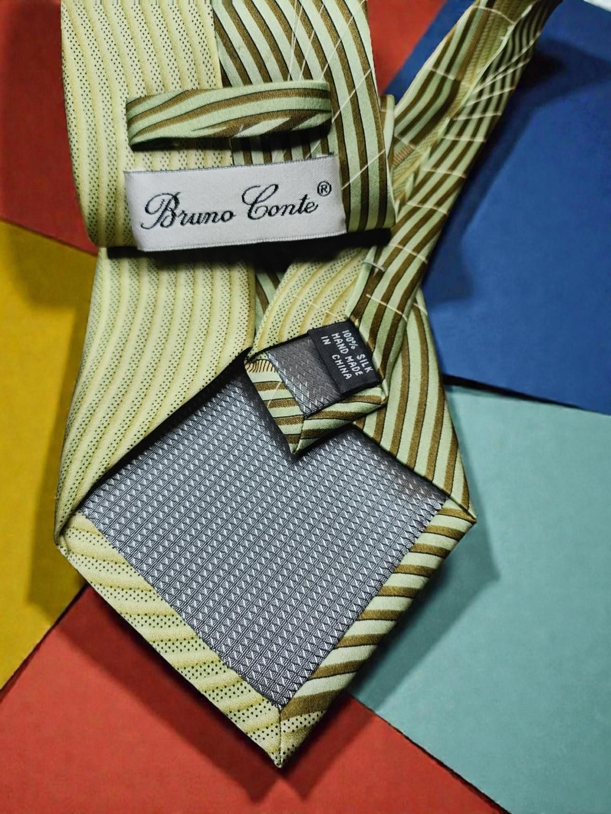Other Vintage Classic Bruno Conte Men's Striped Silk Tie Size ONE SIZE - 3 Thumbnail