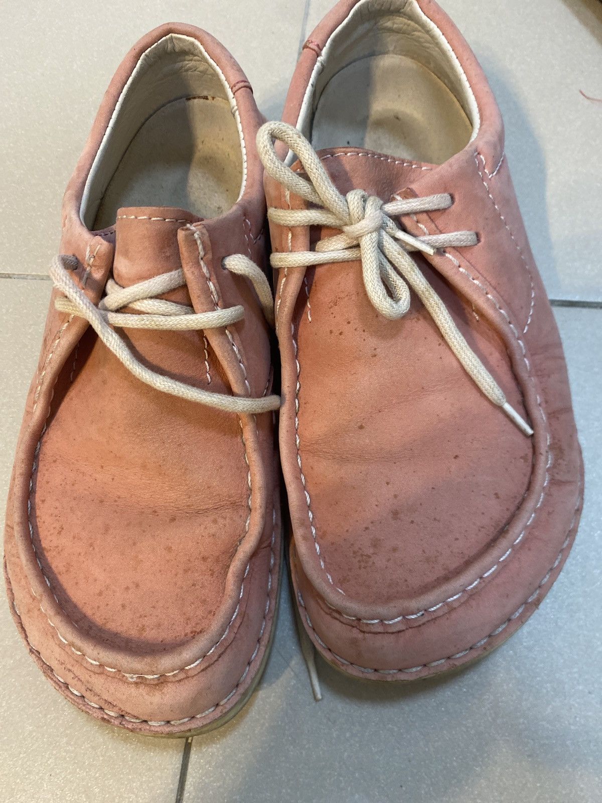Birkenstock Title: Birkenstock Pink Suede Moc-Toe Lace-Up Shoes Size US 7 / EU 40 - 3 Thumbnail