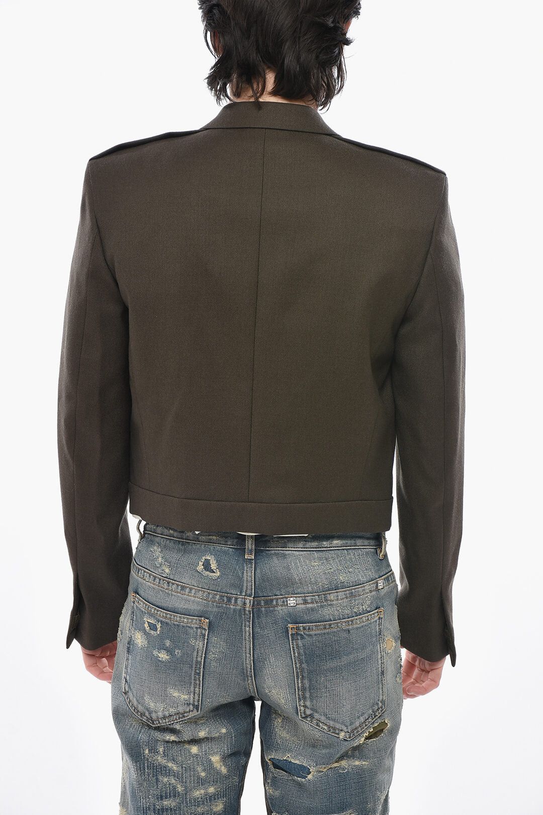 Givenchy og1mm0326 Wool Twill Cropped-Fit Double-Breasted Blazer Size US M / EU 48-50 / 2 - 2 Thumbnail
