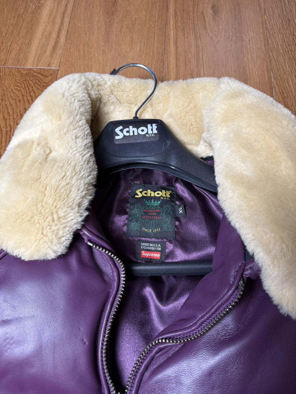 Schott × Supreme Supreme Schott Chevron Leather Down Puffer Jacket Size US XL / EU 56 / 4 - 4 Thumbnail