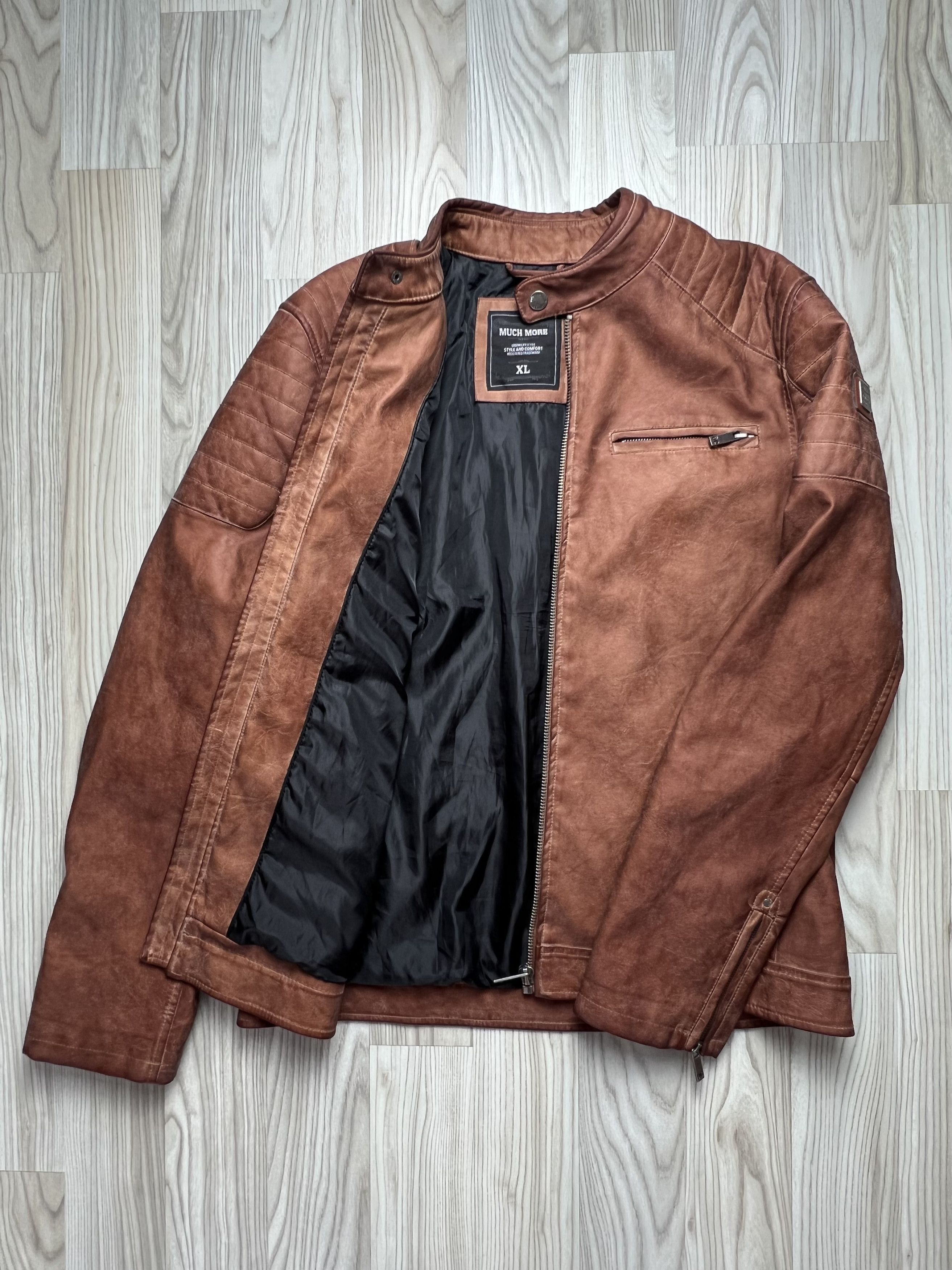 image of Brown Vintage Y2K Leather Jacket, Men's (Size XL)