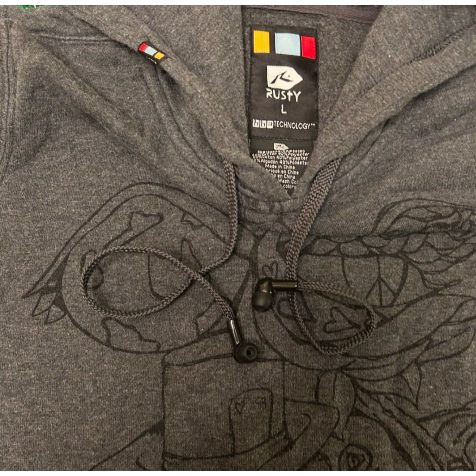 Rusty VINTAGE Rusty Jacket Hoodie Womens Large Gray Y2K Skater Punk Grunge Earphone Boobies Are Rad VTG Theme Womens L Size L / US 10 / IT 46 - 3 Thumbnail