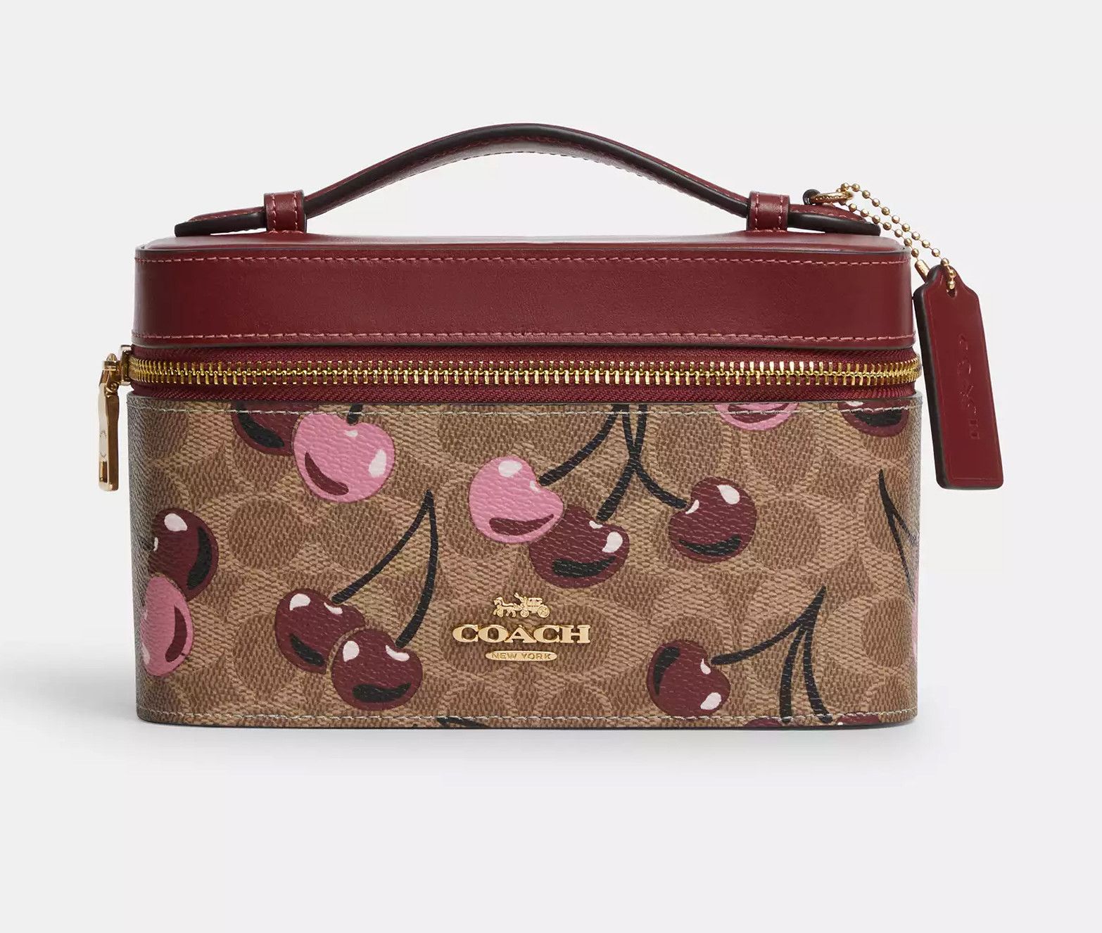Coach 🍒 Cosmetic Case In Signature Canvas With Cherry CZ025 Size ONE SIZE - 7 Thumbnail