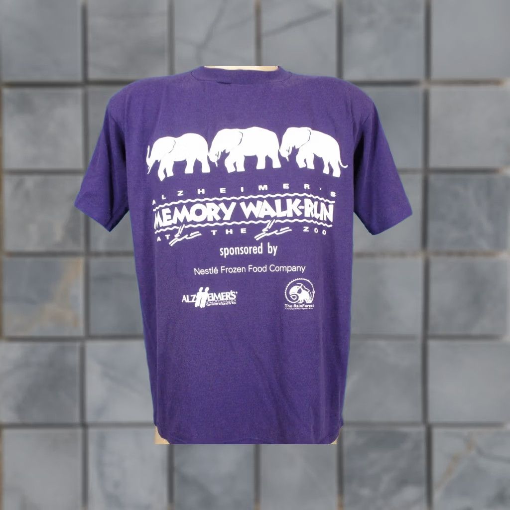 Jerzees VINTAGE Cleveland Zoo MEMORY RUN T-Shirt L (single stitch) - Jerzees, Purple, 50% Cotton/50% Polyester, 80s, Mens Size US L / EU 52-54 / 3 - 1 Thumbnail