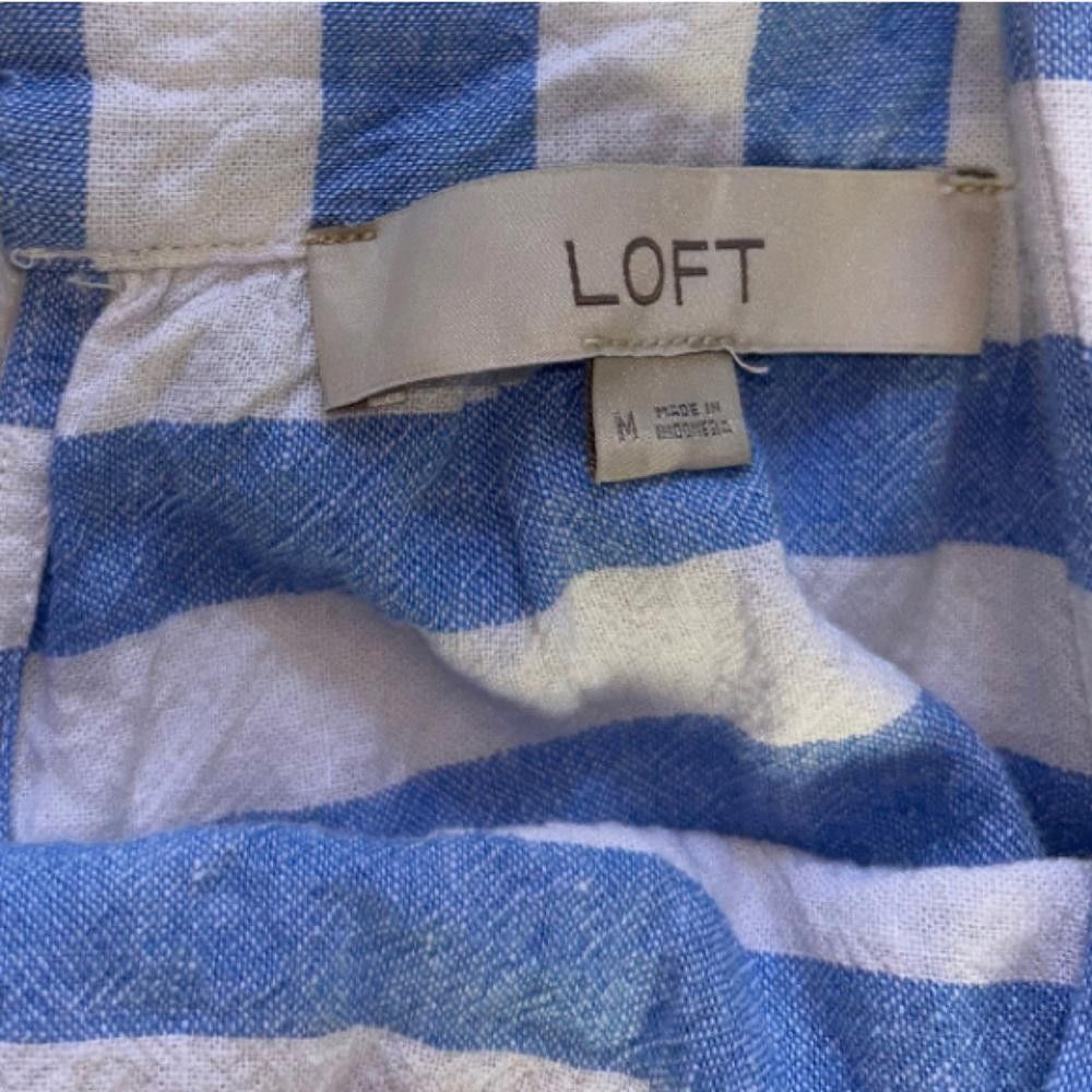 Designer LOFT l Striped Linen Babydoll Blouse Size Medium Size M / US 6-8 / IT 42-44 - 6 Thumbnail