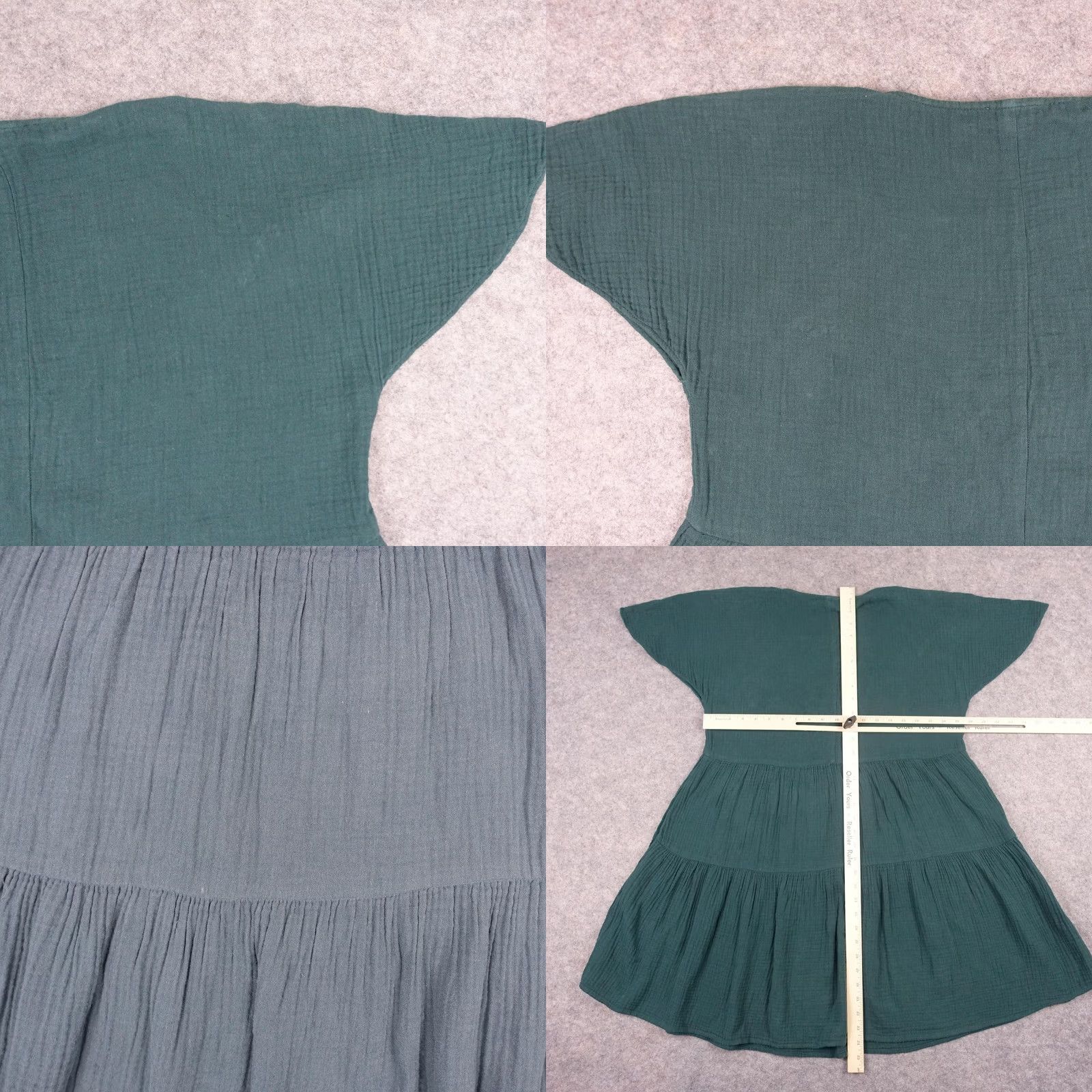Madewell Madewell Dress Womens Medium Green V Neck Tiered Gauze Flutter Sleeve Boho Shirt Dress Size M / US 6-8 / IT 42-44 - 8 Thumbnail