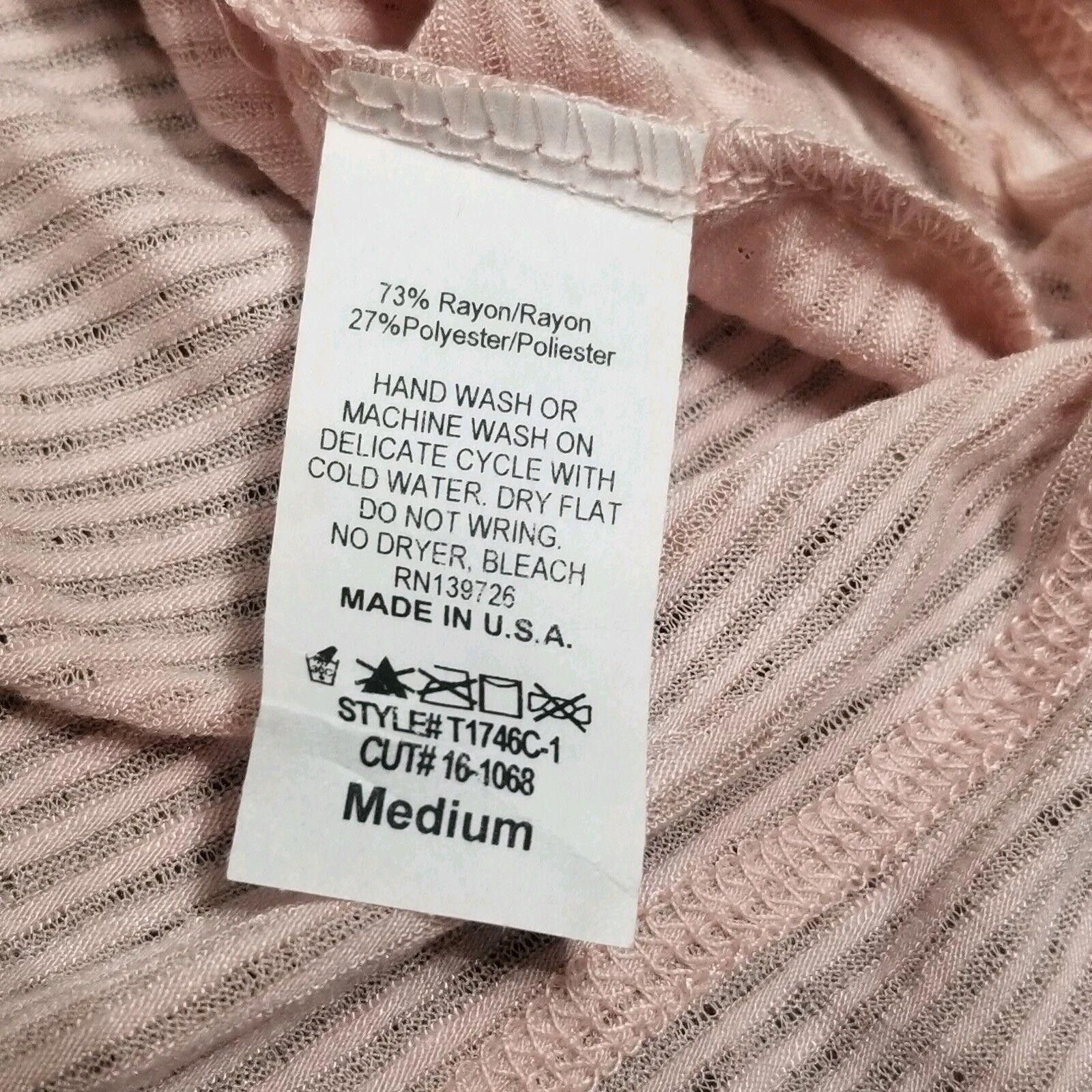 Designer Honey Punch Basics Tank Top Medium Mauve Pink Striped Sheer Size M / US 6-8 / IT 42-44 - 2 Thumbnail