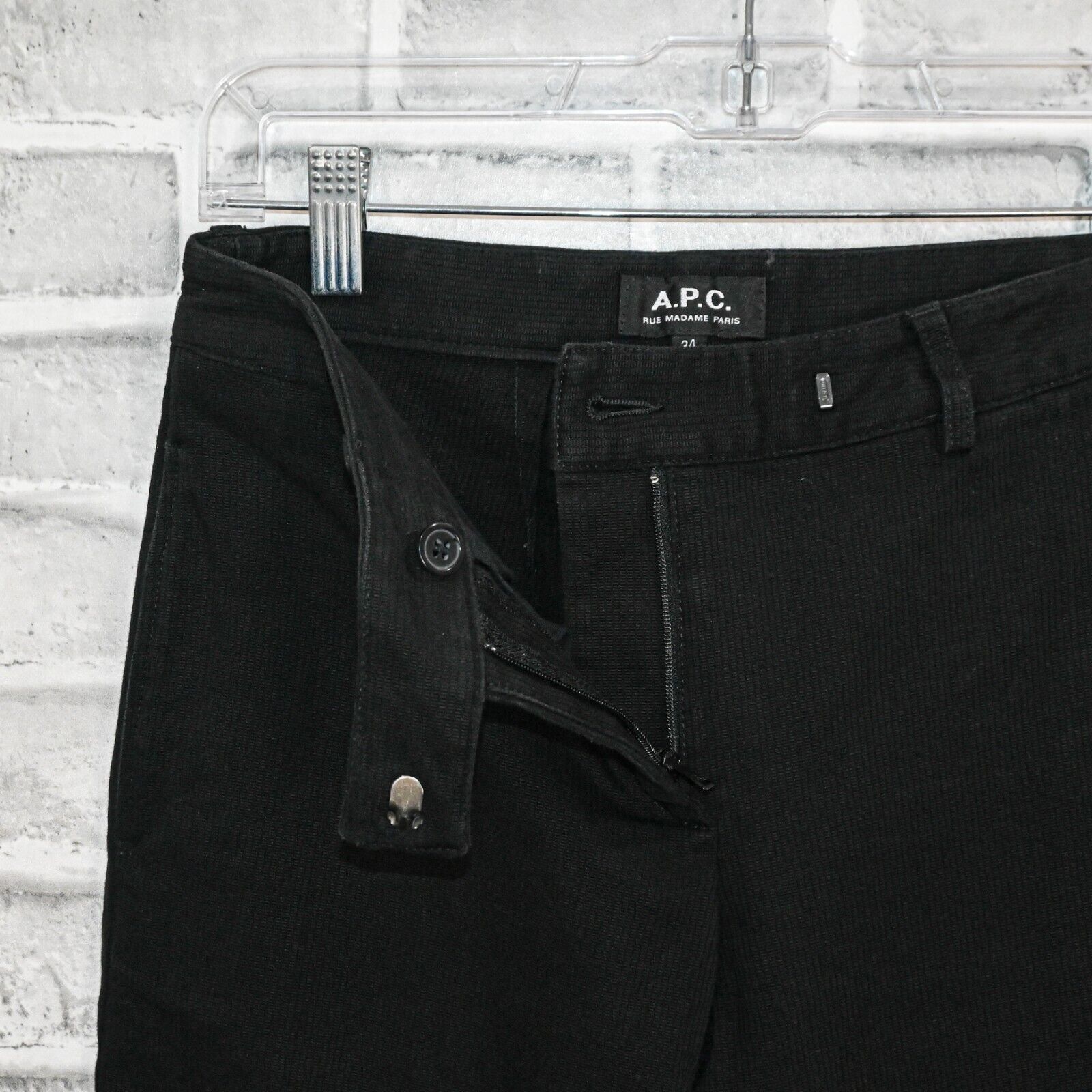 A.P.C. A.P.C. Women's Ribbed ankle crop pants in black cotton Size 24" / US 00 / IT 34 - 2 Thumbnail