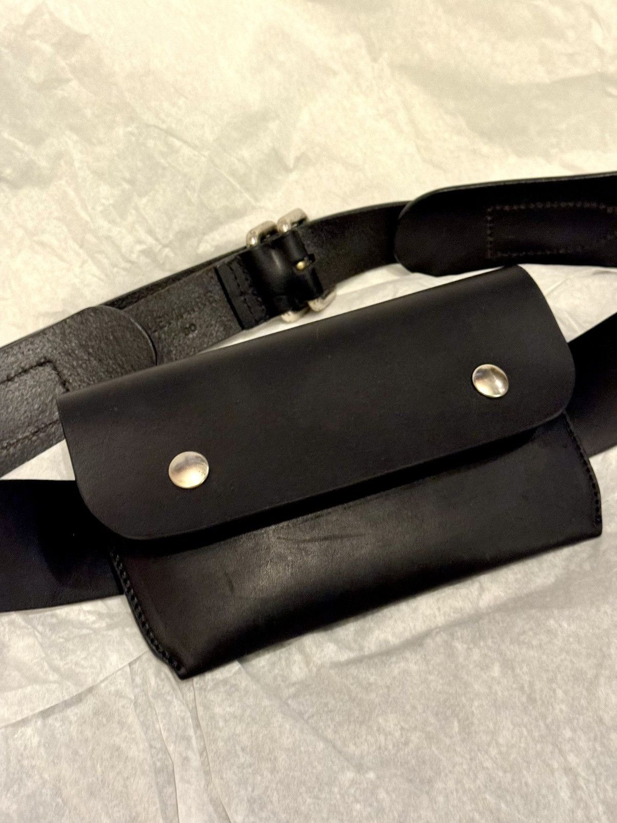 Lemaire lemaire belt and bag in matt black heavy leather Size ONE SIZE - 5 Thumbnail