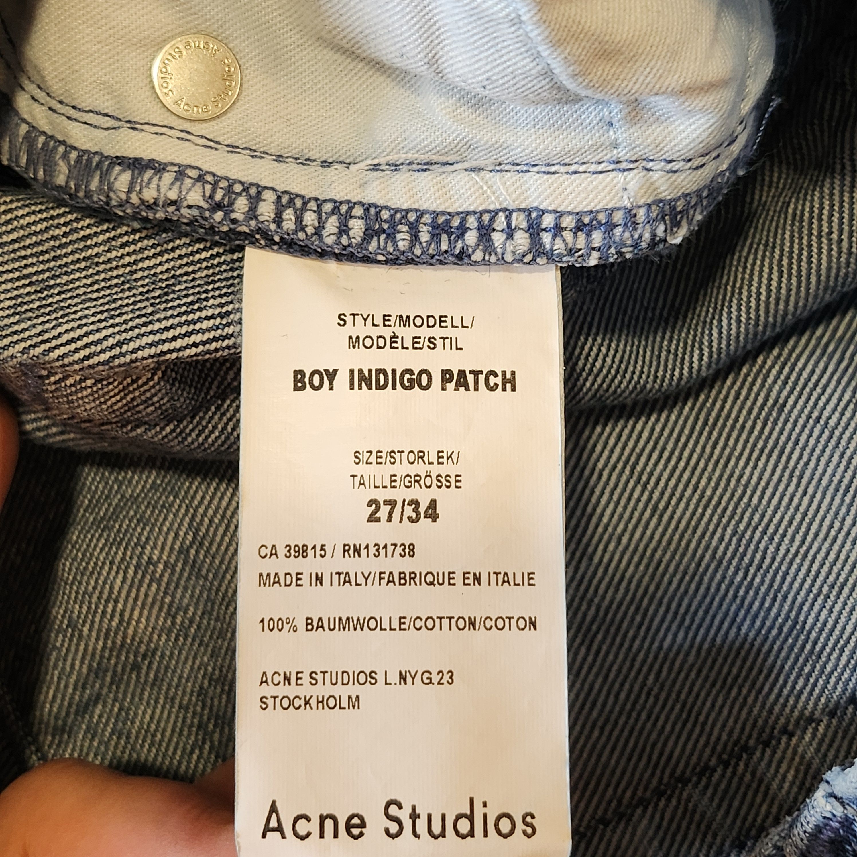 Acne Studios Acne 27/34 Boy Indigo Patch Size US 27 - 7 Thumbnail