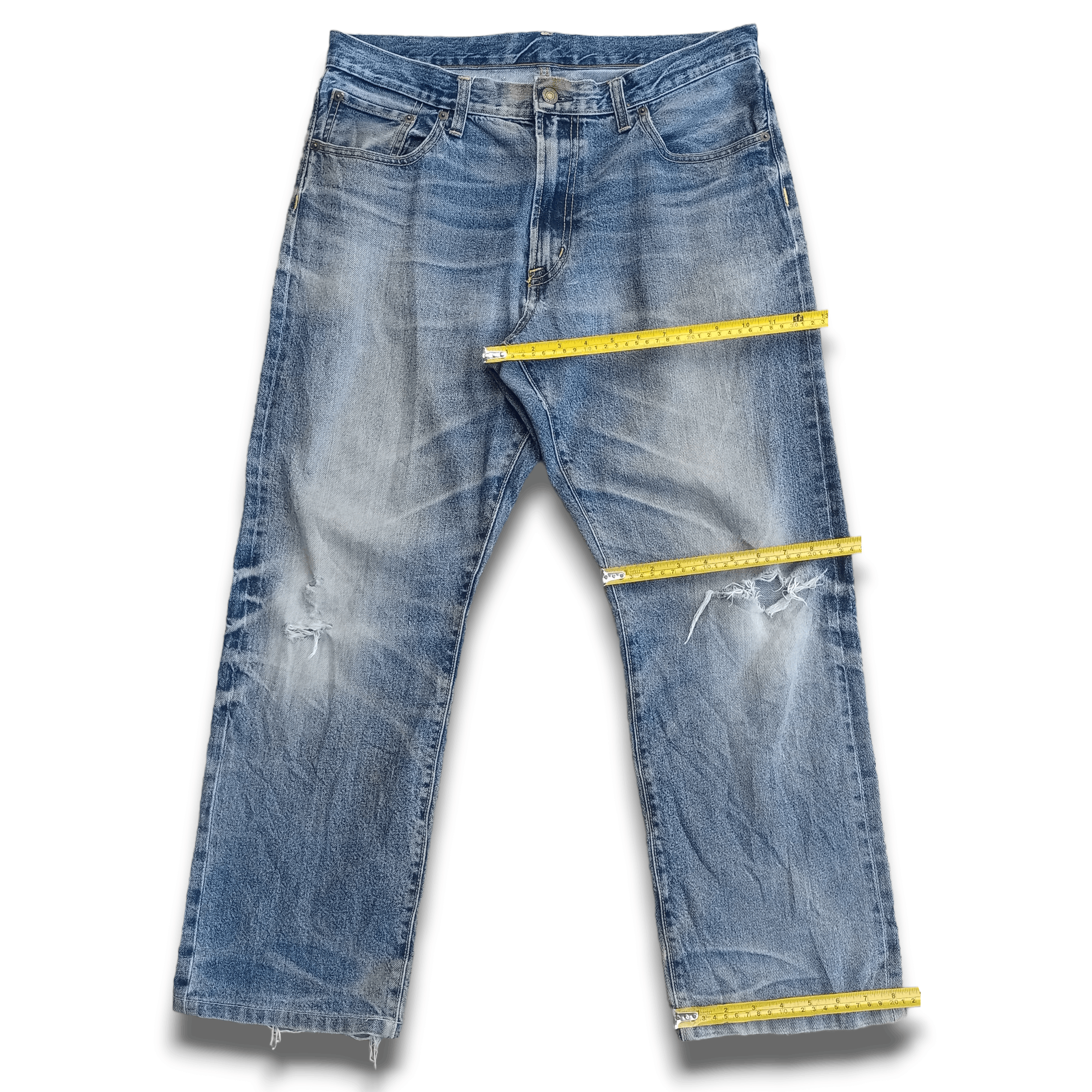 Japanese Brand Vintage Japanese Brand Blue Wash Wide Baggy Distressed Jeans Size US 34 / EU 50 - 8 Thumbnail